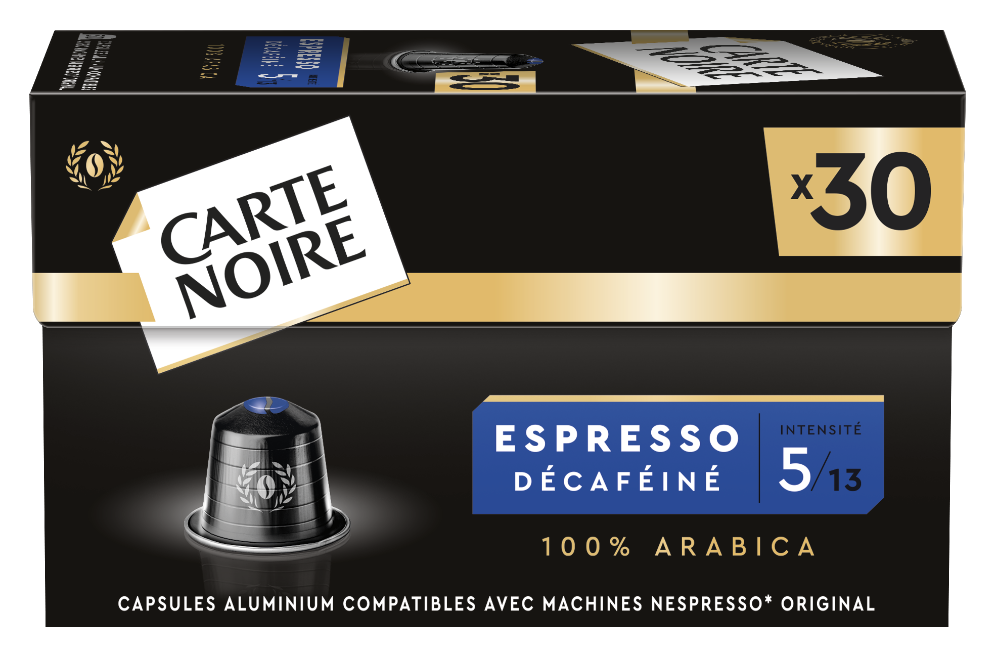CARTE D'OR Capsules de café espresso décaféine Intensité 5/13 compatible machine Nespresso 30 capsules 171g
