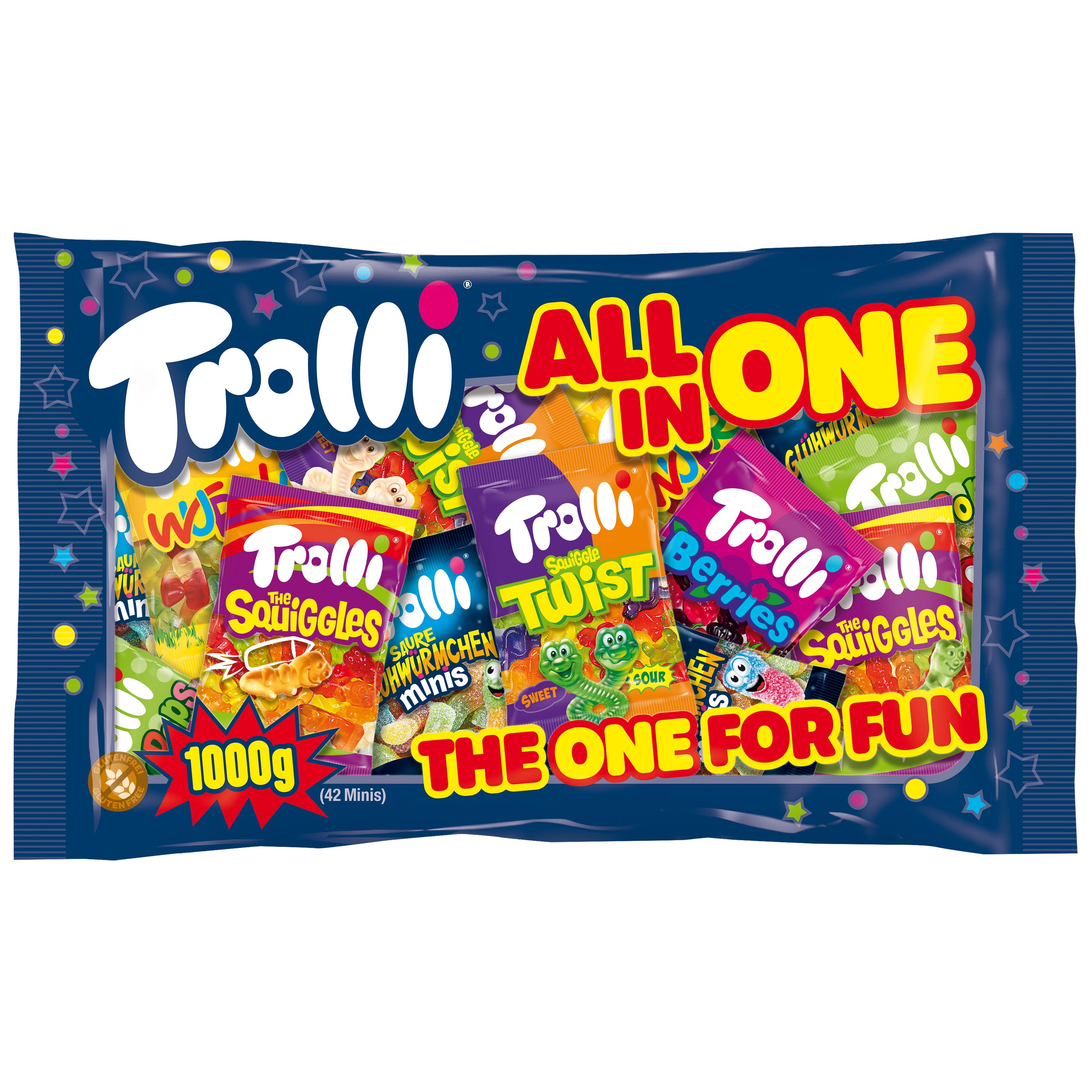 TROLLI Assortiment de mini sachet de bonbons gélifiés 42 minis sachets 1kg