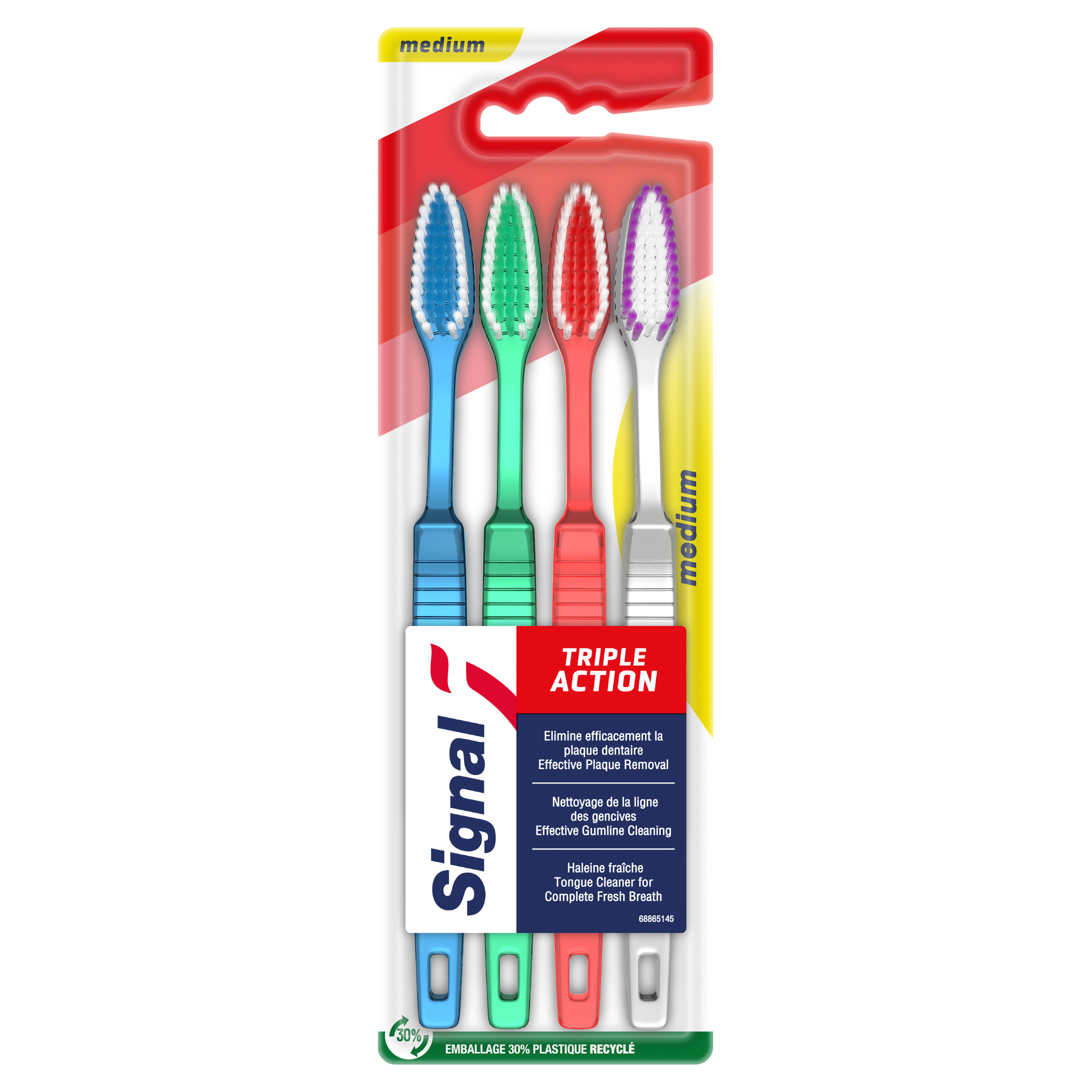 Voir la diapositive 2 : SIGNAL Brosse à dents triple action medium 4 brosses