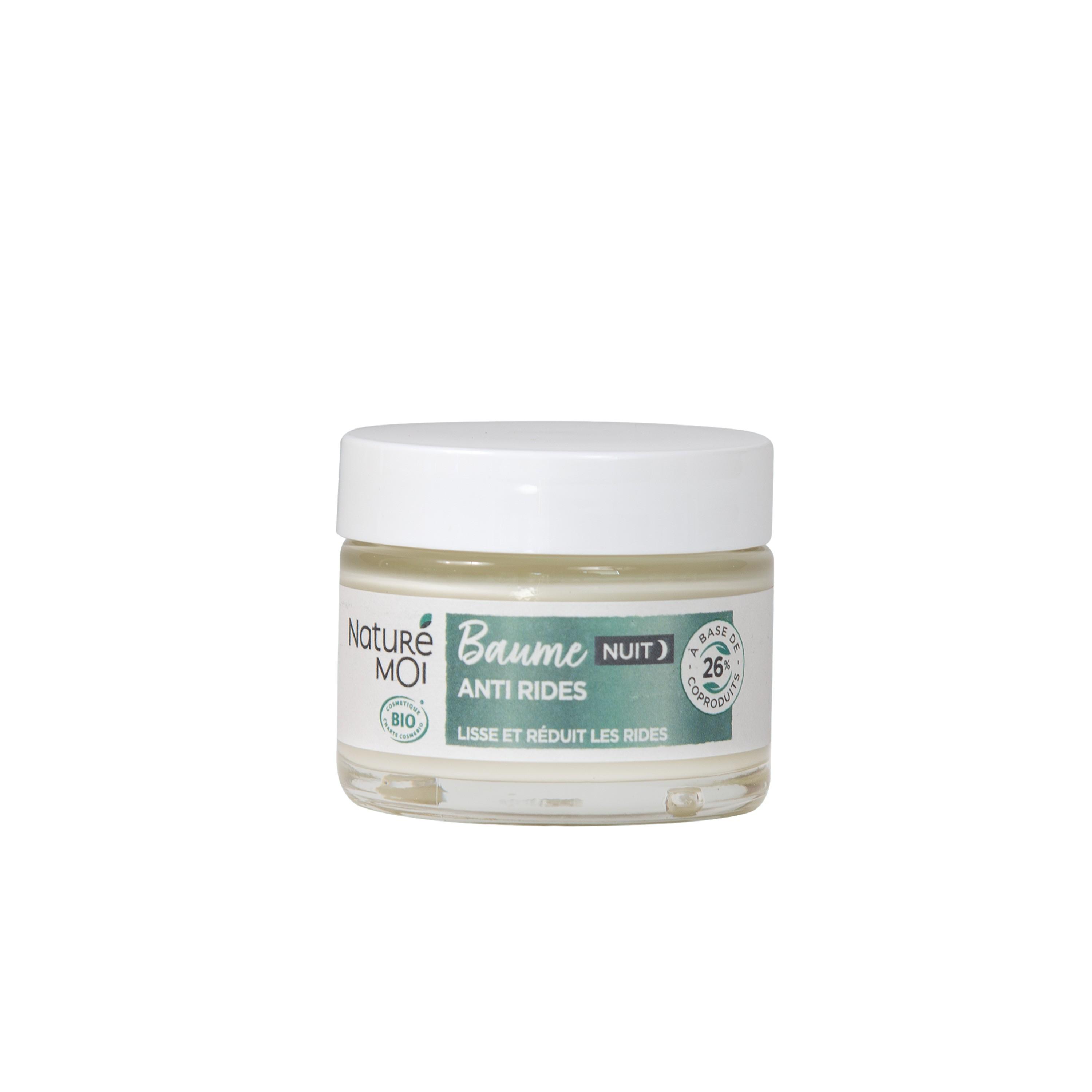 Voir la diapositive 2 : NATURE & MOI Baume nuit anti-rides à l'acide hyaluronique huile de pépins bio tous types de peaux 50ml