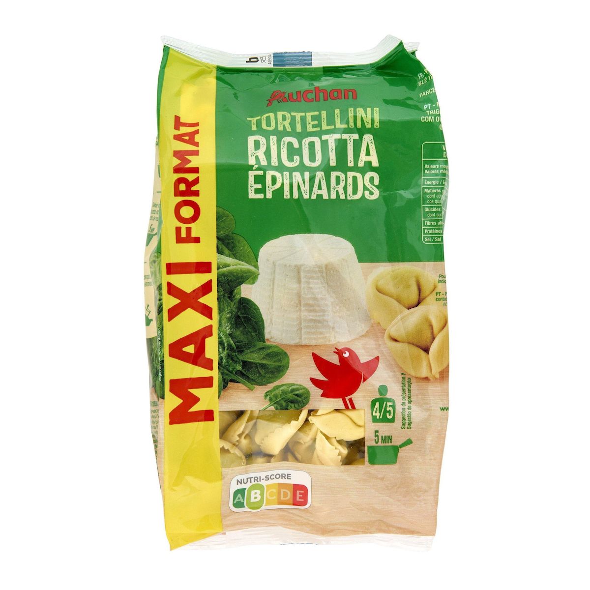 AUCHAN Tortellini ricotta épinards 4 parts 600g