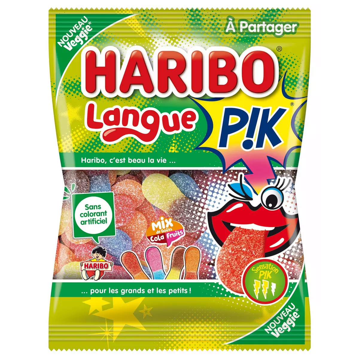 HARIBO Bonbons langue pik goût cola fruits 180g