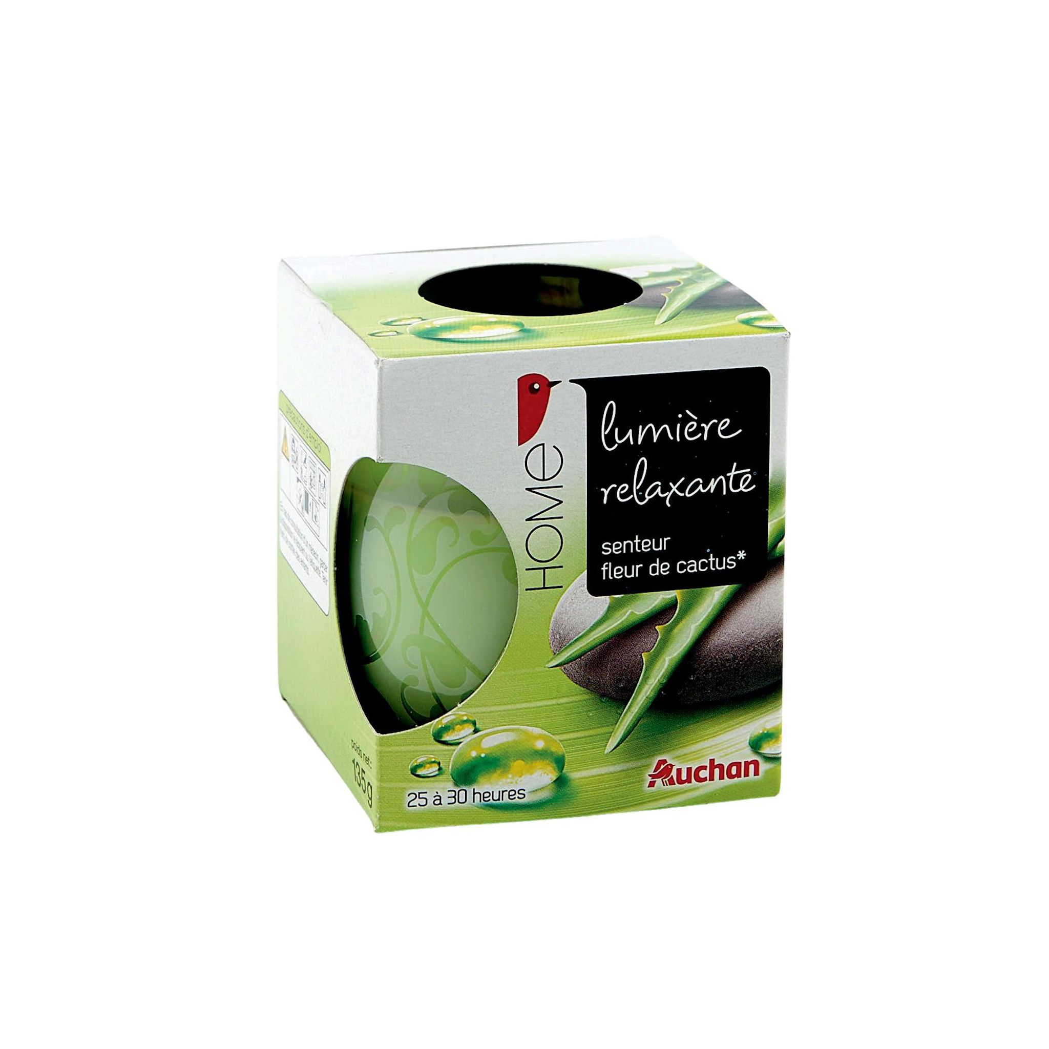 Voir la diapositive 2 : AUCHAN Bougie parfumée fleur de cactus 1 bougie