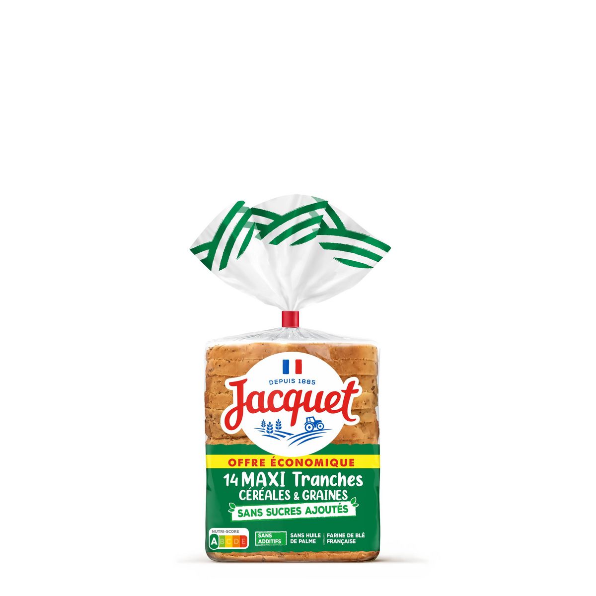 JACQUET Pain de mie maxi tranches céréales et graines sans sucres ajoutés 500g