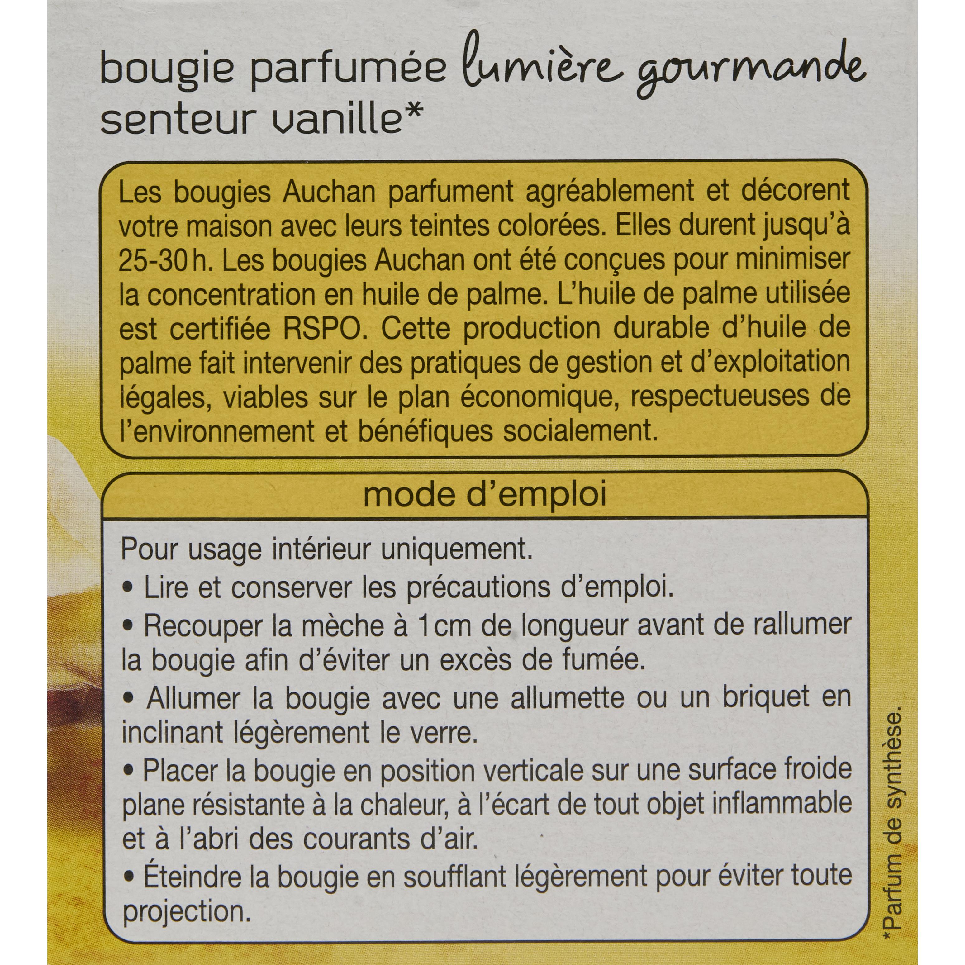 Voir la diapositive 3 : AUCHAN Bougie parfumée lumière gourmande vanille 1 bougie