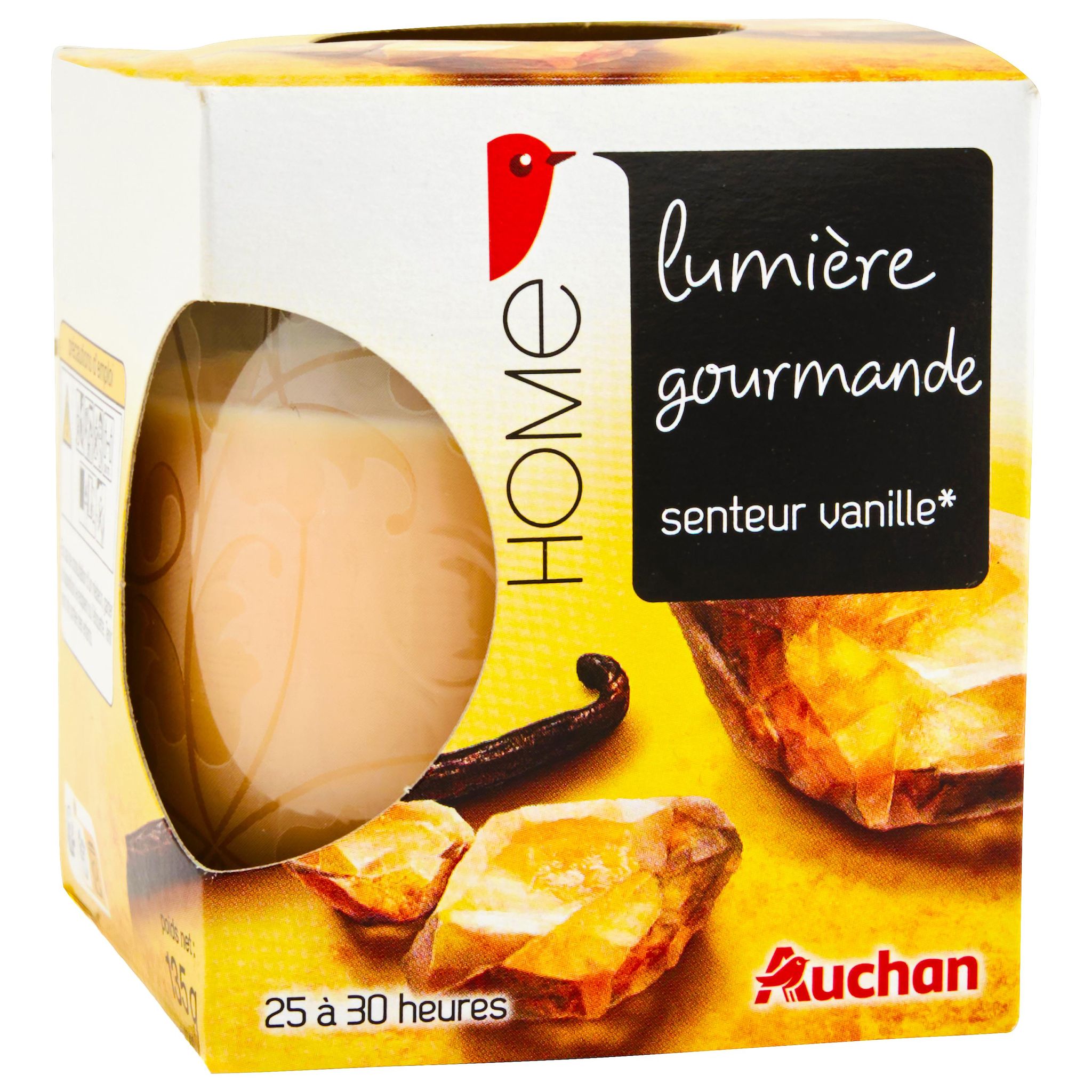 Voir la diapositive 3 : AUCHAN Bougie parfumée lumière gourmande vanille 1 bougie