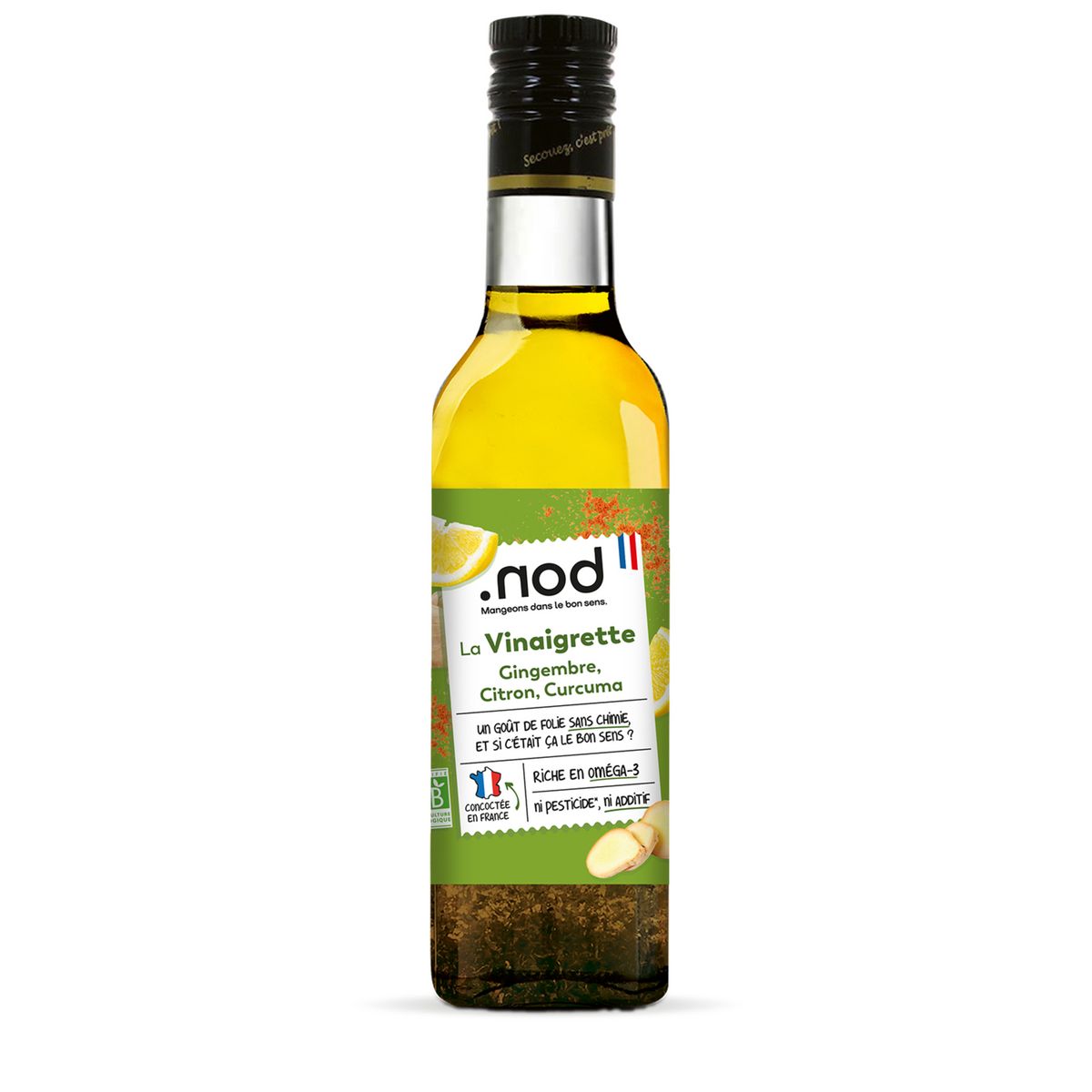 NOD Vinaigrette bio gingembre citron curcuma 25cl