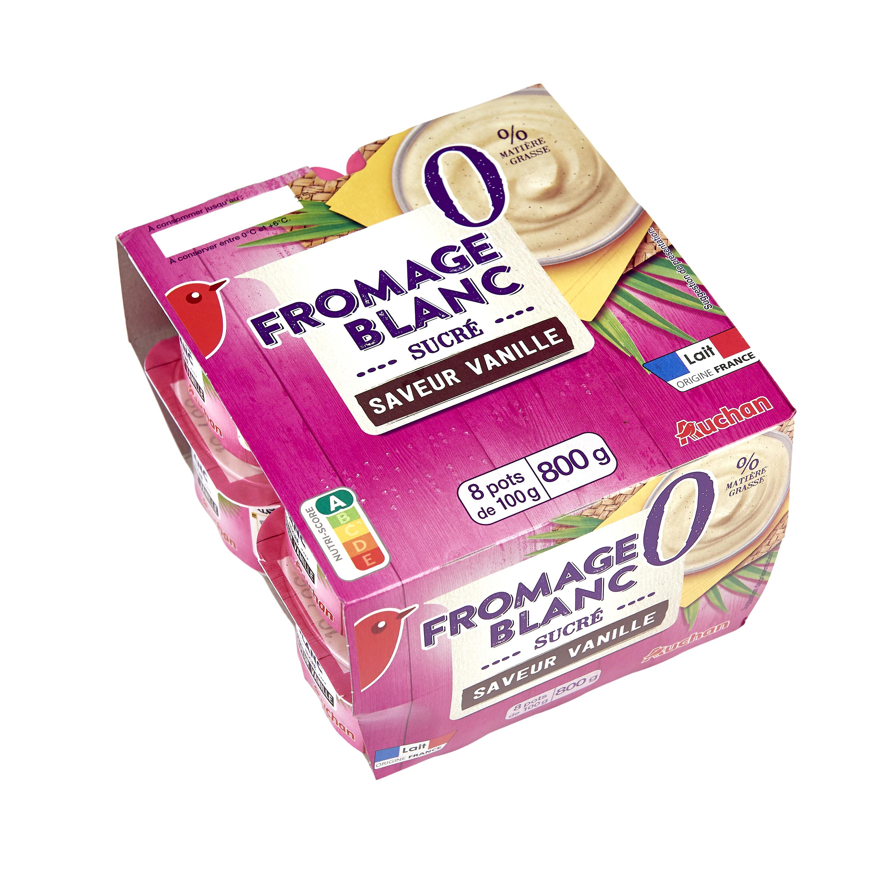 Voir la diapositive 3 : AUCHAN Fromage blanc sucré saveur vanille 0% MG 8x100g