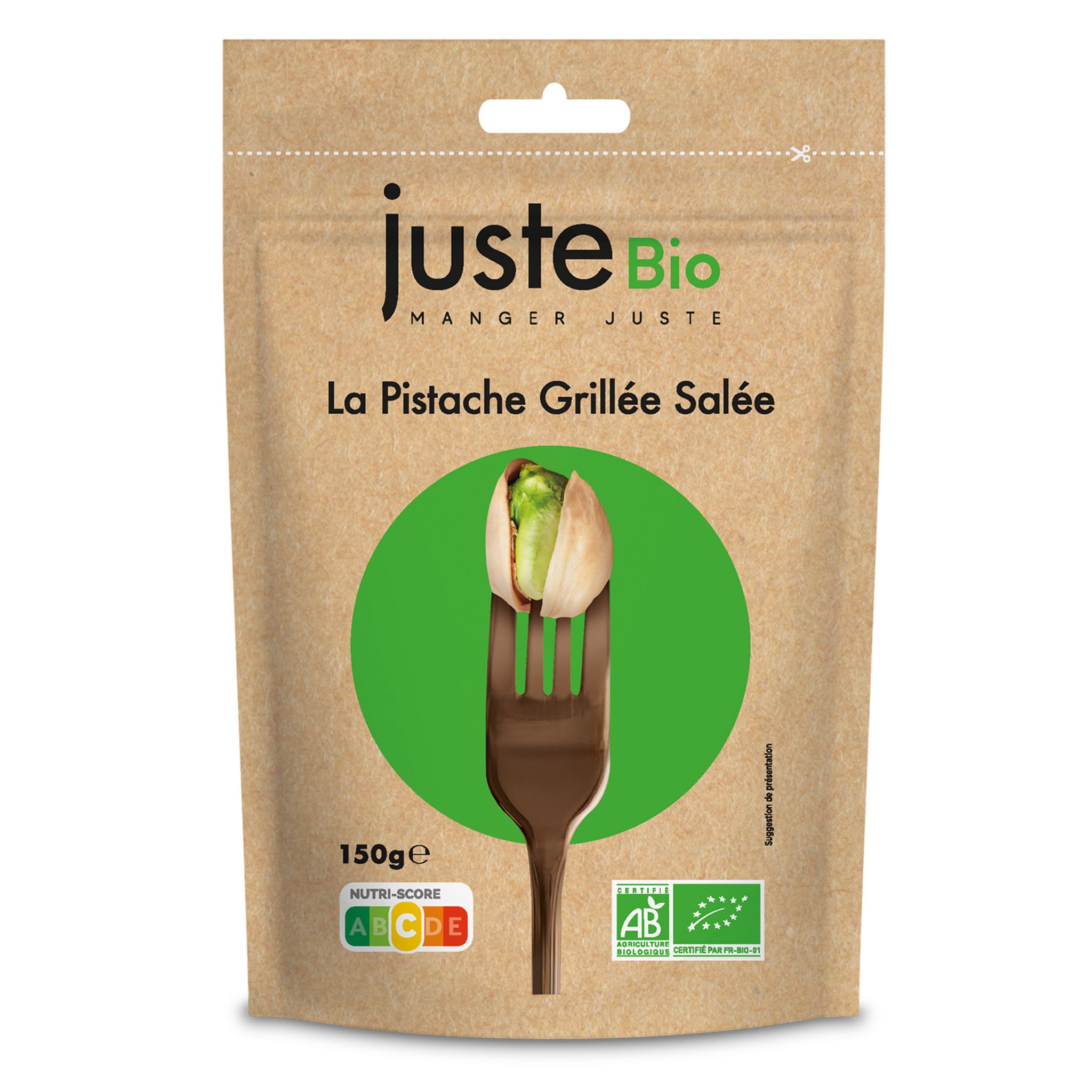 JUSTE BIO Pistaches grillées salées 150g