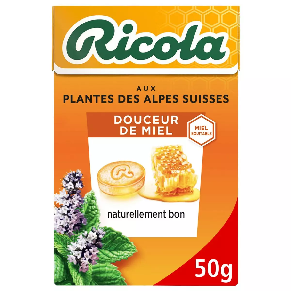 RICOLA Bonbons Suisse aux plantes des alpes douceur de miel 50g
