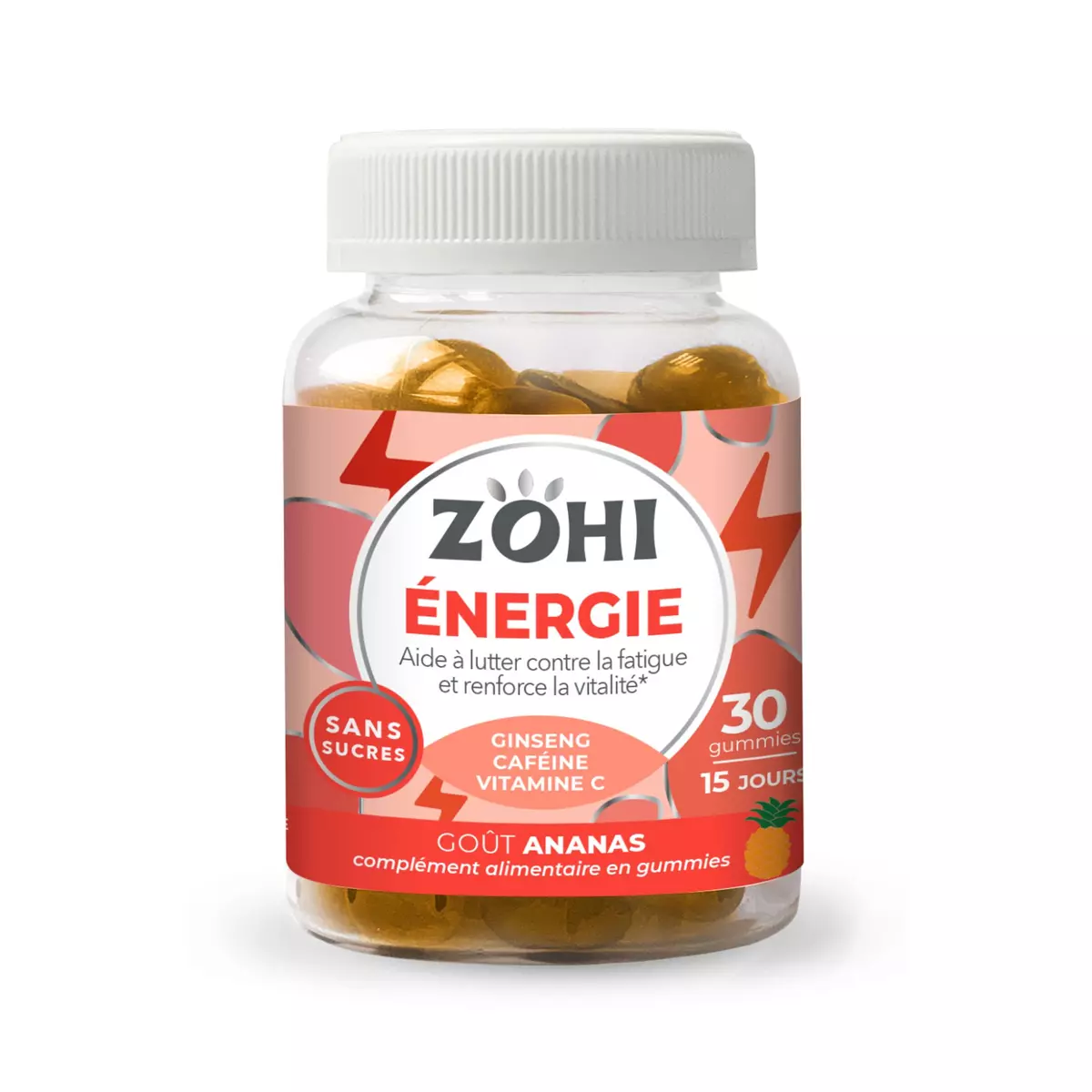 ZOHI Complément alimentaire en gummies énergie goût ananas 30 gummies 90g