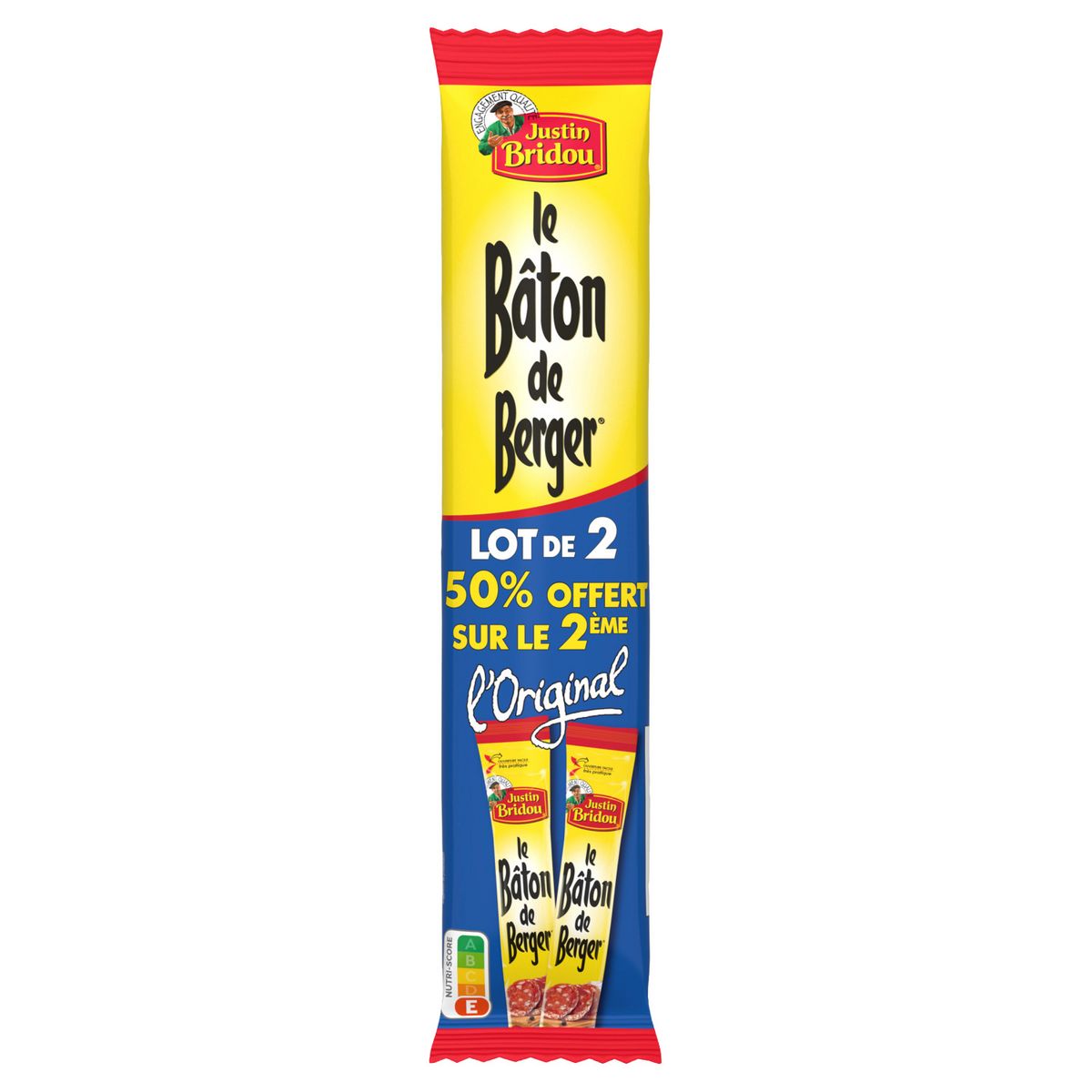 JUSTIN BRIDOU Bâton de berger l'original saucisson sec nature 2x250g