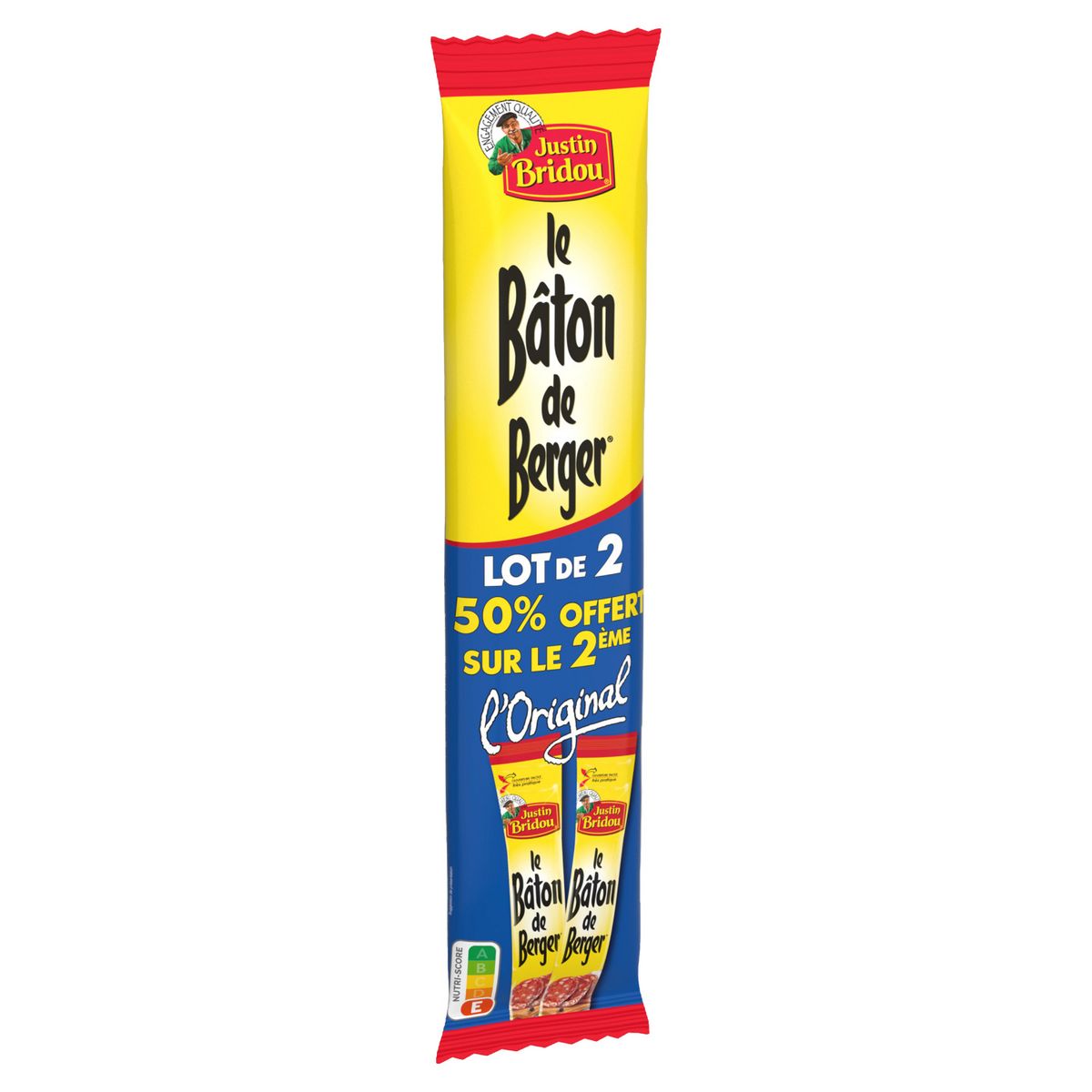 JUSTIN BRIDOU Bâton de berger l'original saucisson sec nature 2x250g