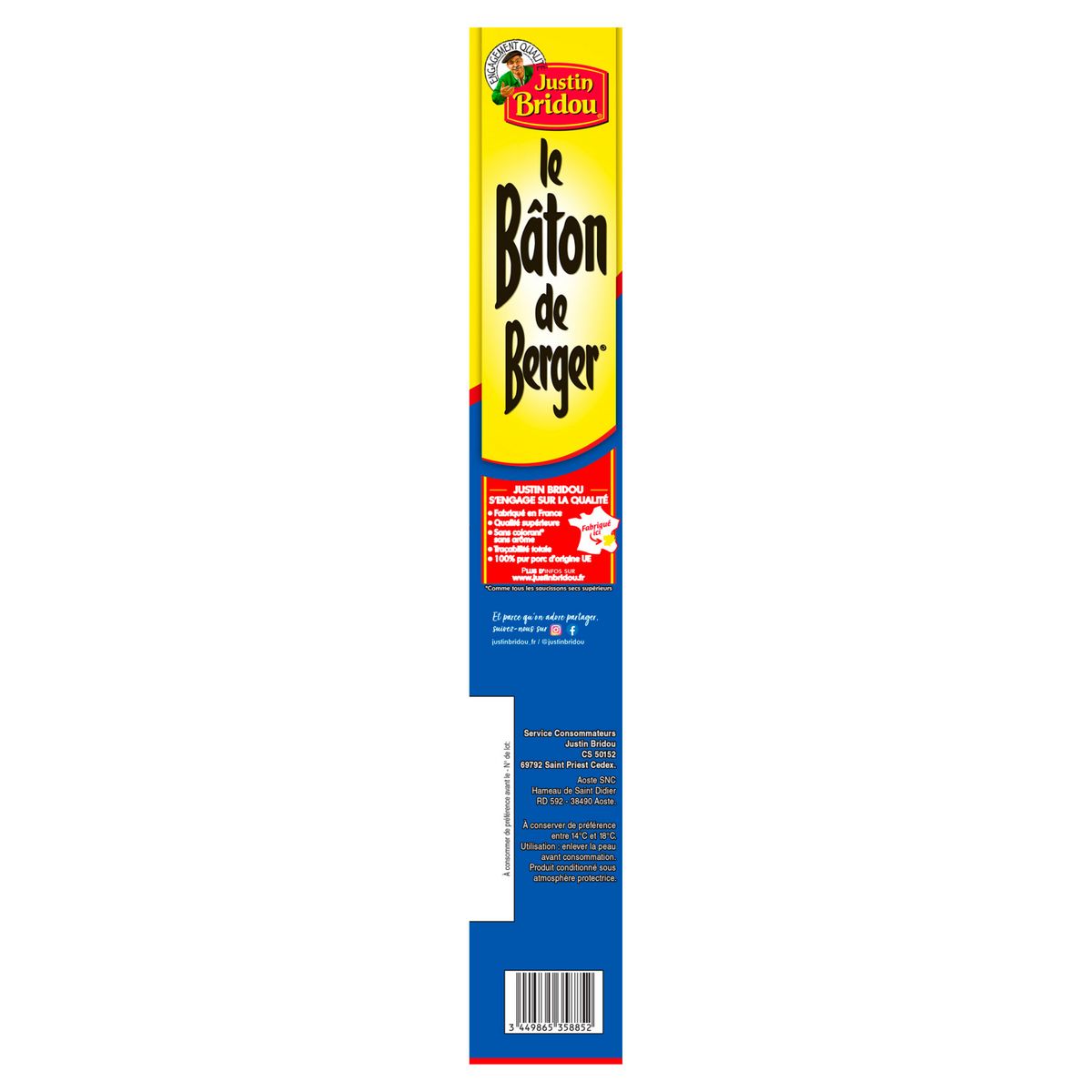JUSTIN BRIDOU Bâton de berger l'original saucisson sec nature 2x250g