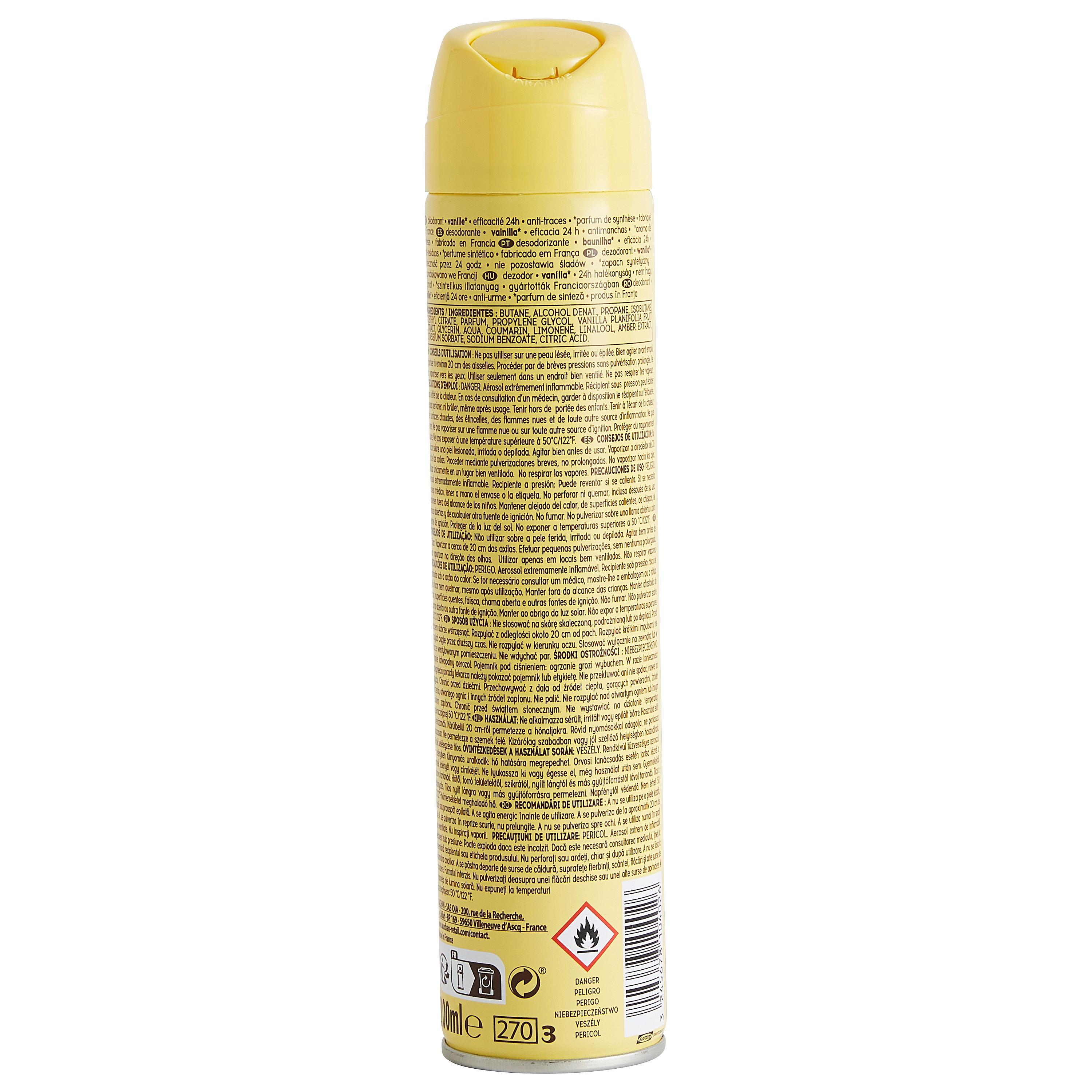 Voir la diapositive 2 : COSMIA Déodorant spray 24h vanille anti-traces sans sels d'aluminium 200ml