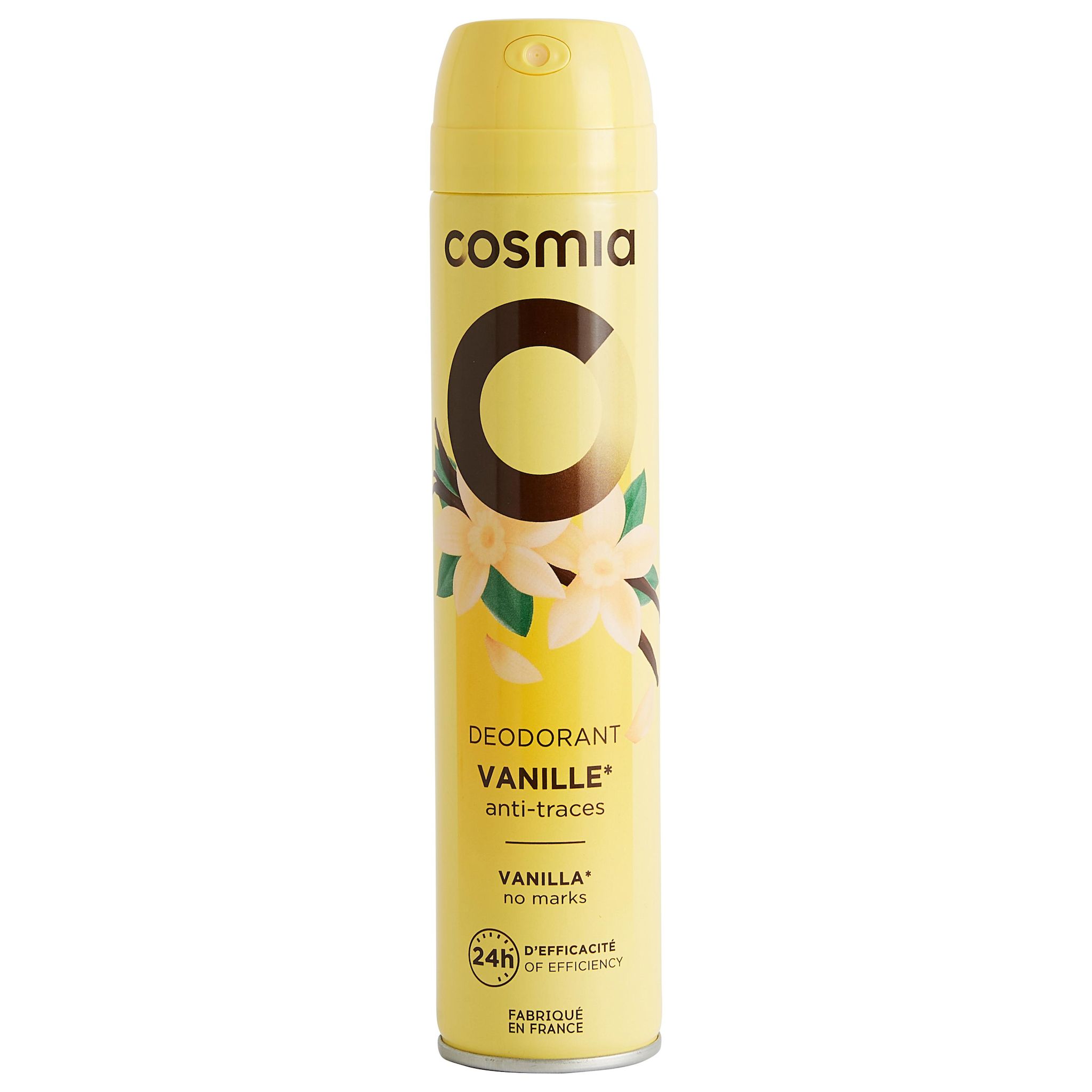 Voir la diapositive 3 : COSMIA Déodorant spray 24h vanille anti-traces sans sels d'aluminium 200ml