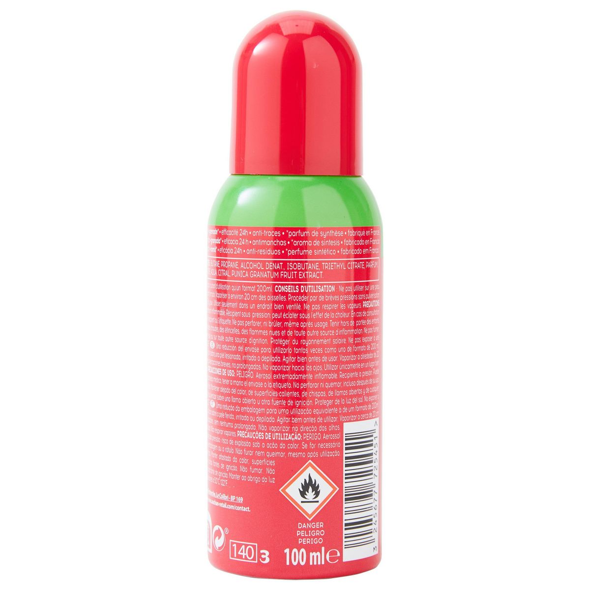 COSMIA Déodorant spray compressé 24h grenade anti-traces sans sels d'aluminium 100ml
