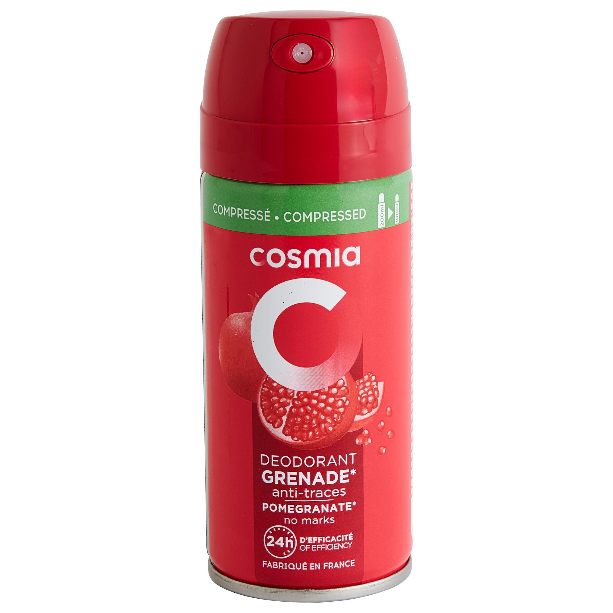 Voir la diapositive 3 : COSMIA Déodorant spray compressé 24h grenade anti-traces sans sels d'aluminium 100ml