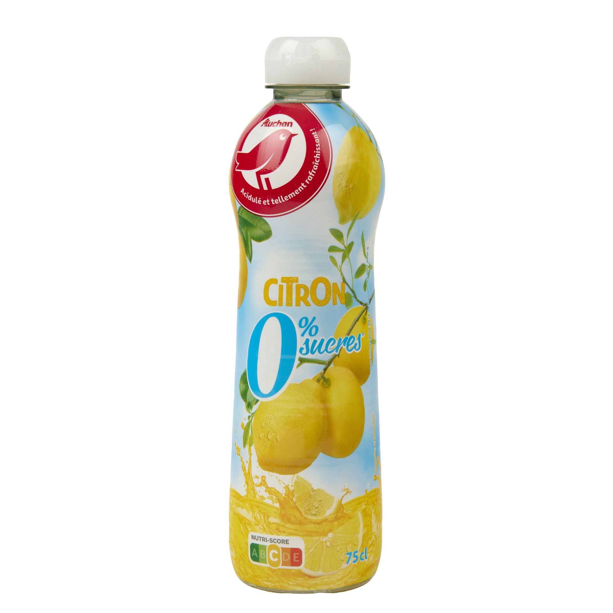 Voir la diapositive 3 : AUCHAN Sirop de citron 0% de sucre 75cl