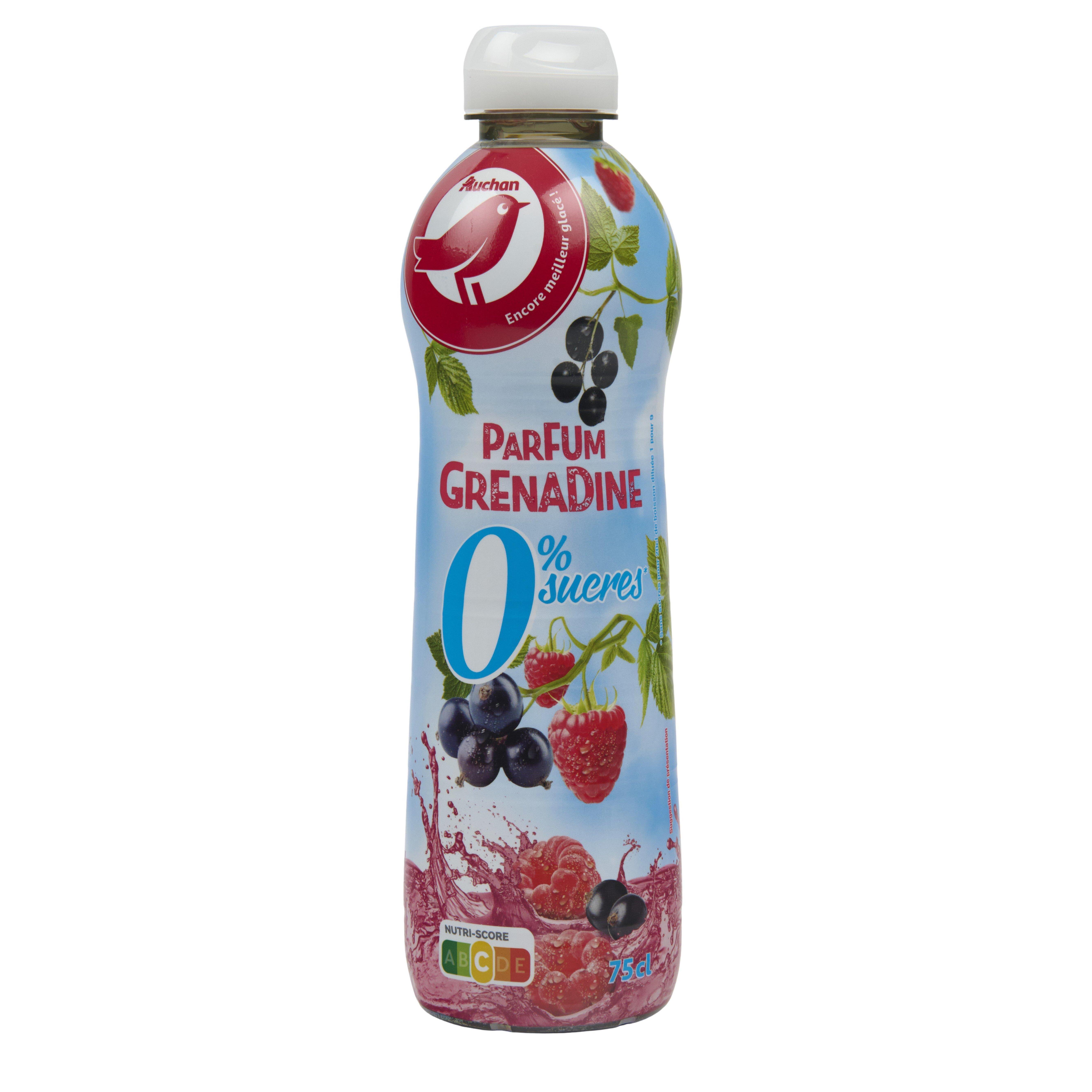 Voir la diapositive 3 : AUCHAN Sirop de grenadine 0% de sucre 75cl