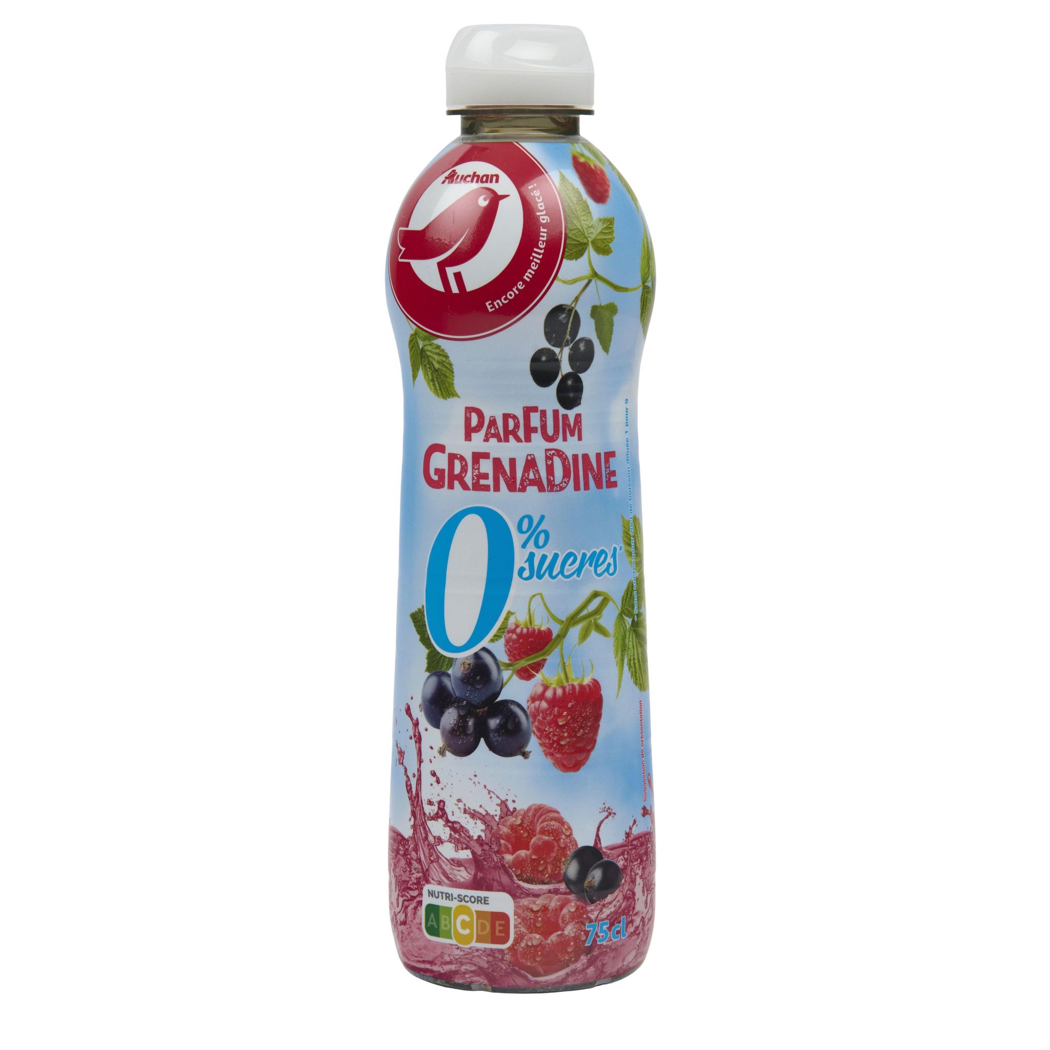 Voir la diapositive 3 : AUCHAN Sirop de grenadine 0% de sucre 75cl