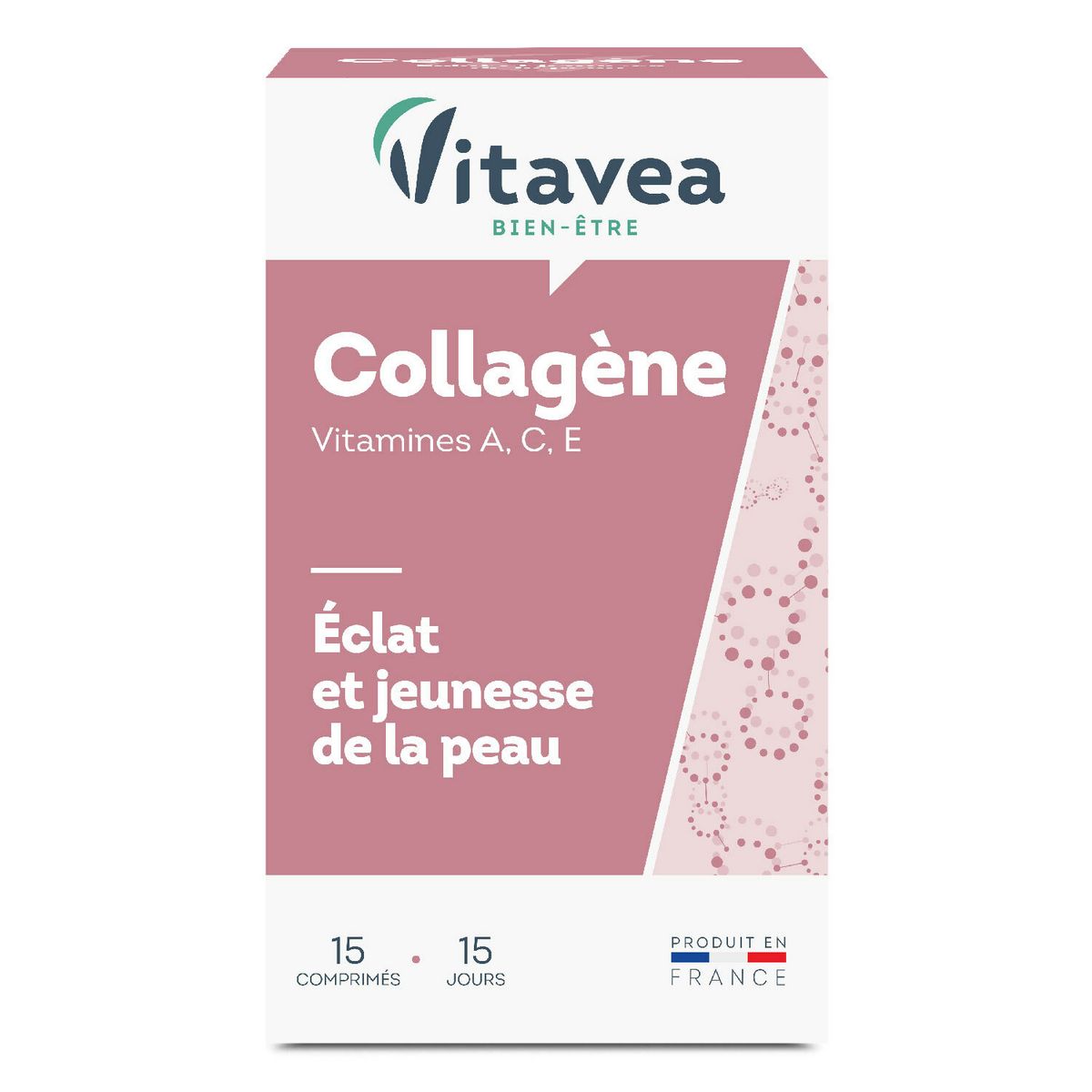 VITAVEA Comprimés collagène vitamine A,C,E Eclat et jeunesse de la peau 15 jours 15 comprimés