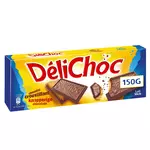 DELICHOC Biscuits sablés nappés de chocolat au lait croustillant 12 biscuits 150g