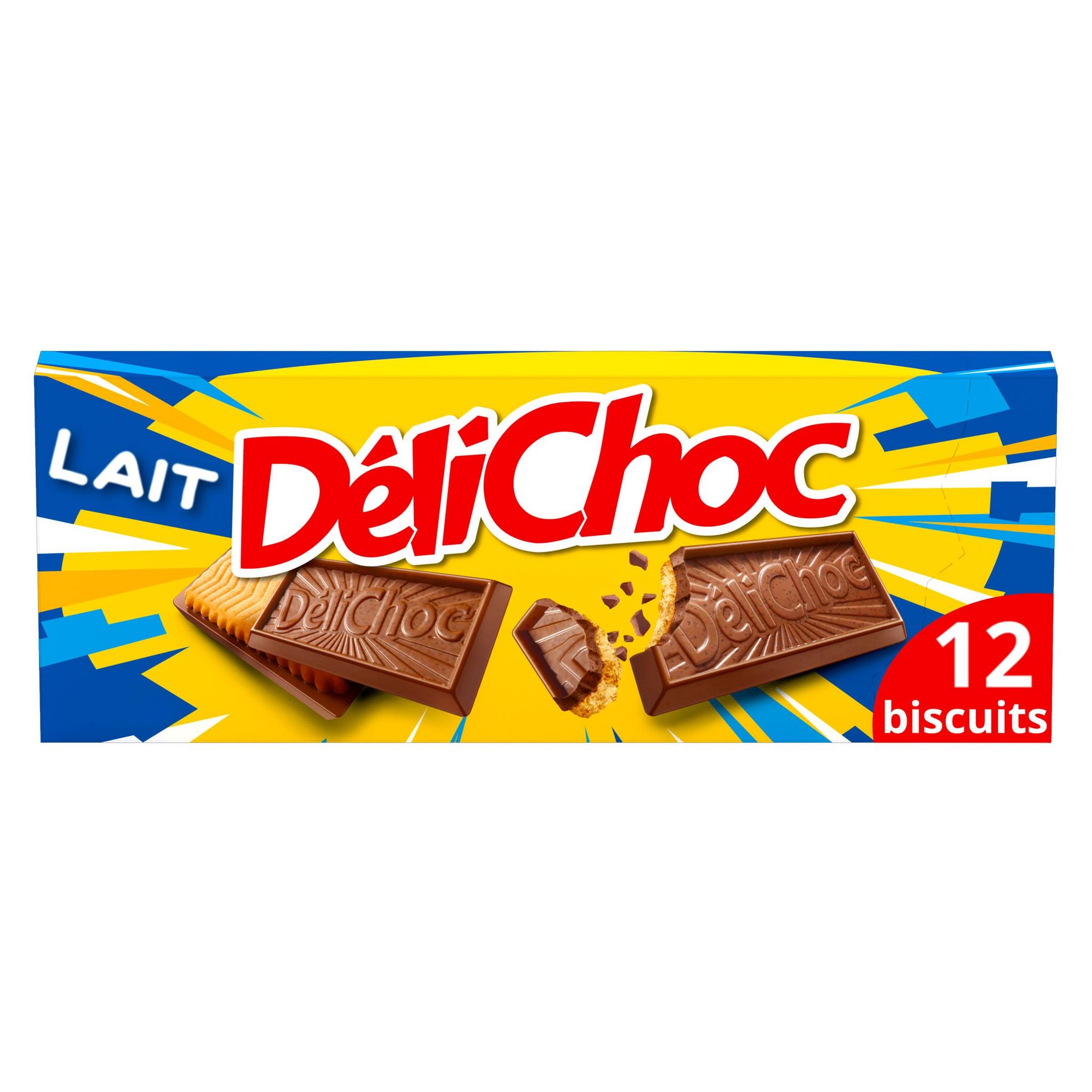 Voir la diapositive 2 : DELICHOC Biscuits sablés nappés de chocolat au lait croustillant 12 biscuits 150g
