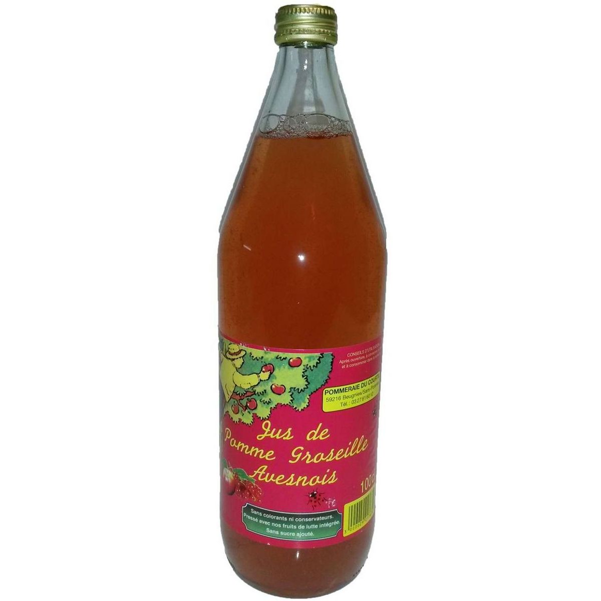 POMMERAIE DU COURTIL Pur jus de pomme groseille de l'Avesnois sans sucres ajoutés 1L