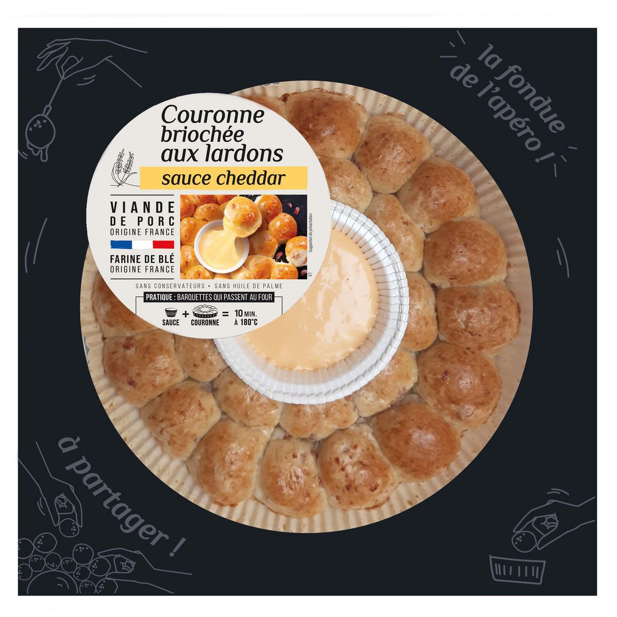 PASO Couronne briochée aux lardons sauce cheddar 350g
