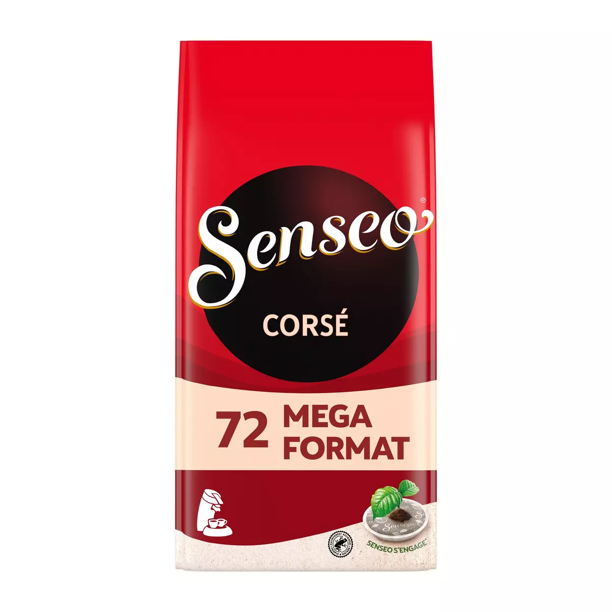 SENSEO Dosettes de café corsé compostables compatibles Senseo 72 dosettes 500g