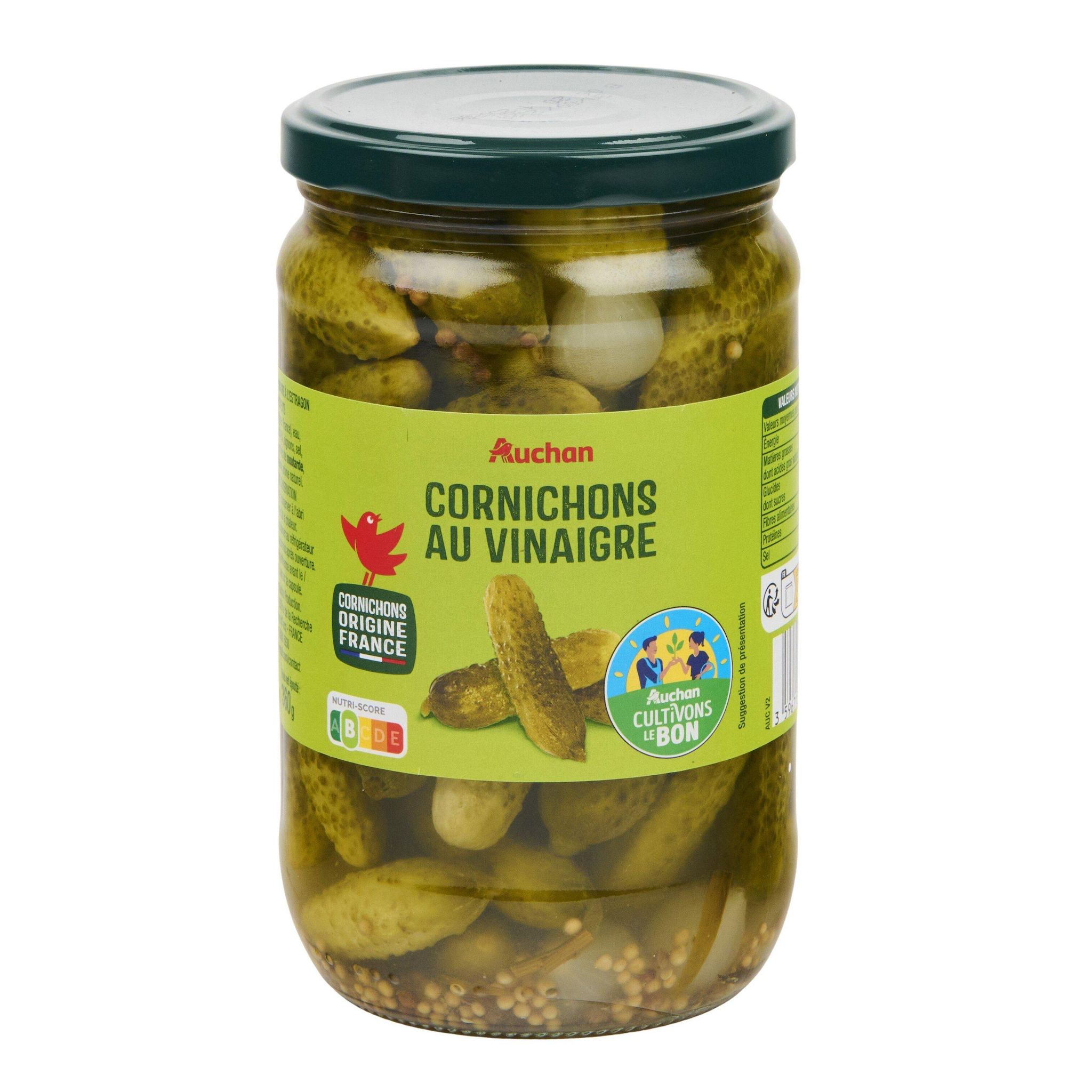 Voir la diapositive 4 : AUCHAN Cornichons français au vinaigre 360g