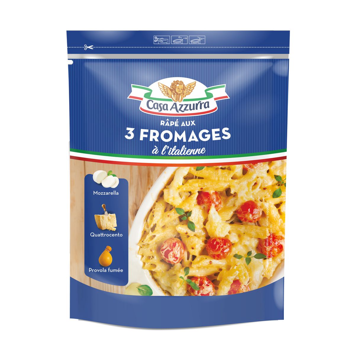 CASA AZZURRA Fromage râpé aux 3 fromages à l'italienne 150g