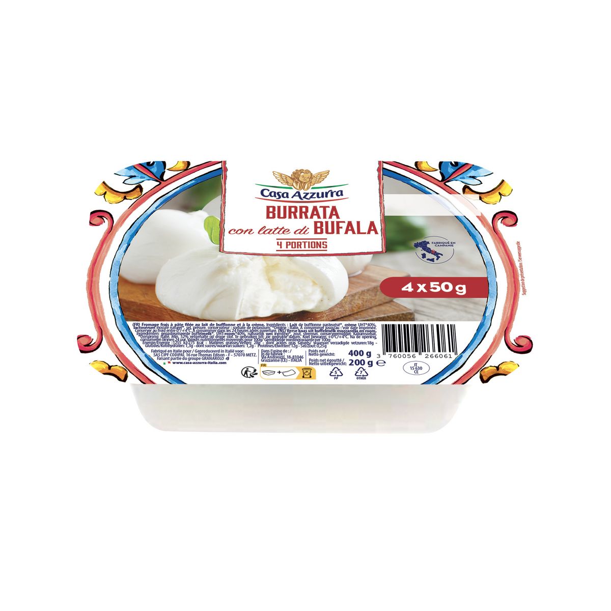 CASA AZZURRA Burrata di buffalla mini portions 4x50g