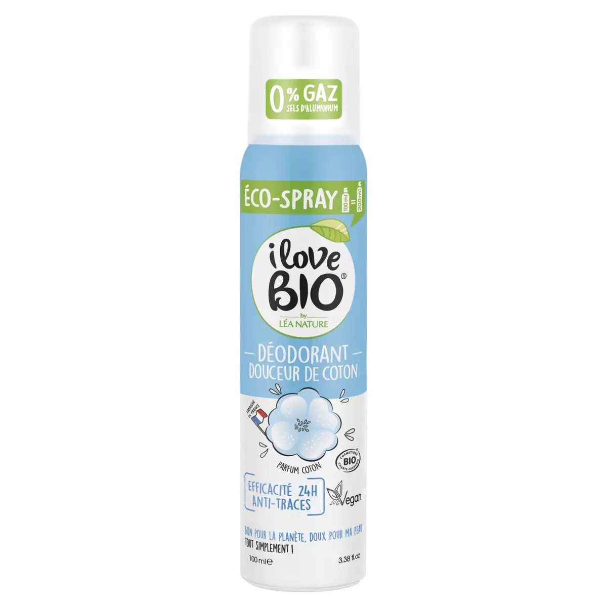 I LOVE BIO Déodorant spray 24h douceur de coton sans sels d'aluminium 100ml