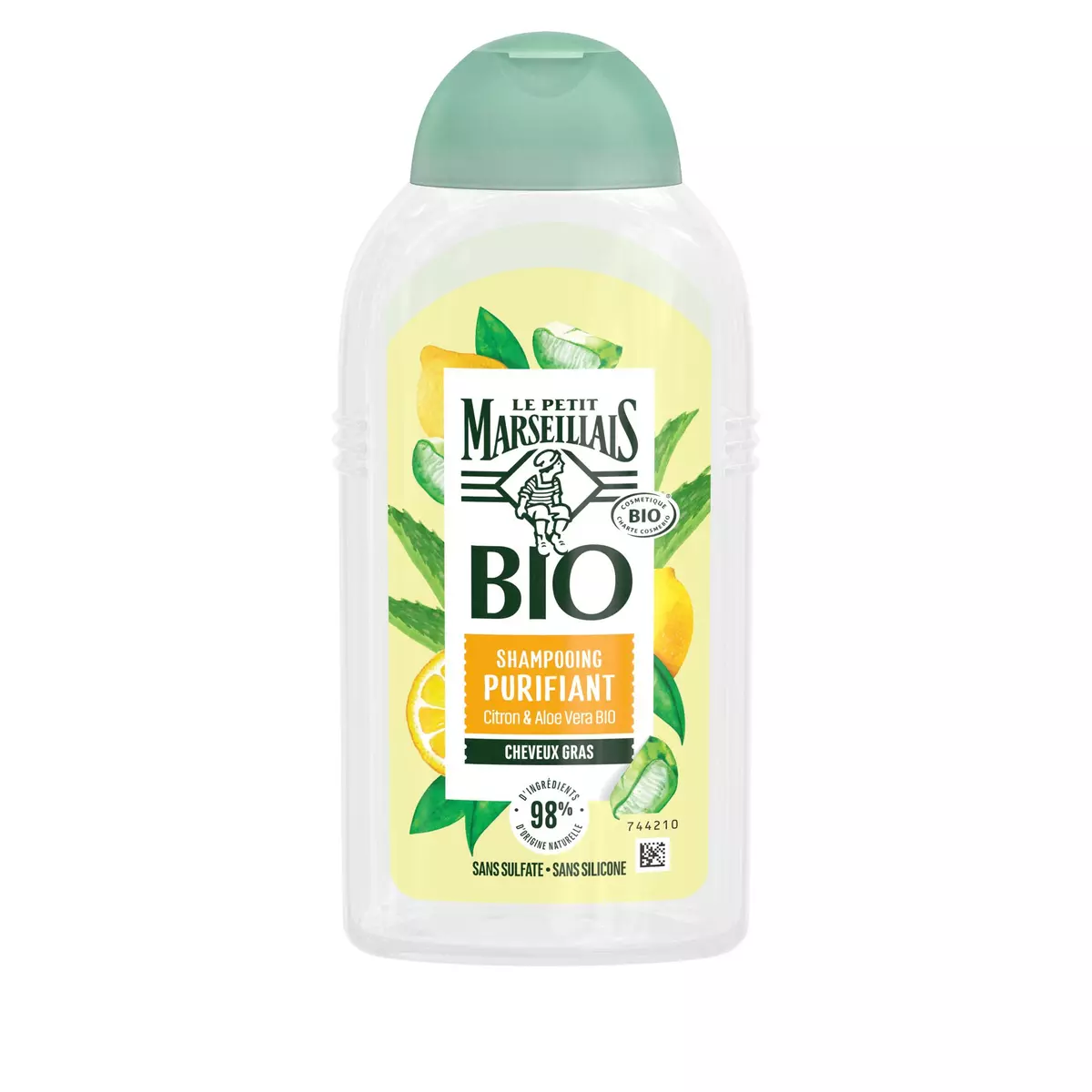 LE PETIT MARSEILLAIS Shampooing bio purifiant citron et aloe vera cheveux gras 240ml