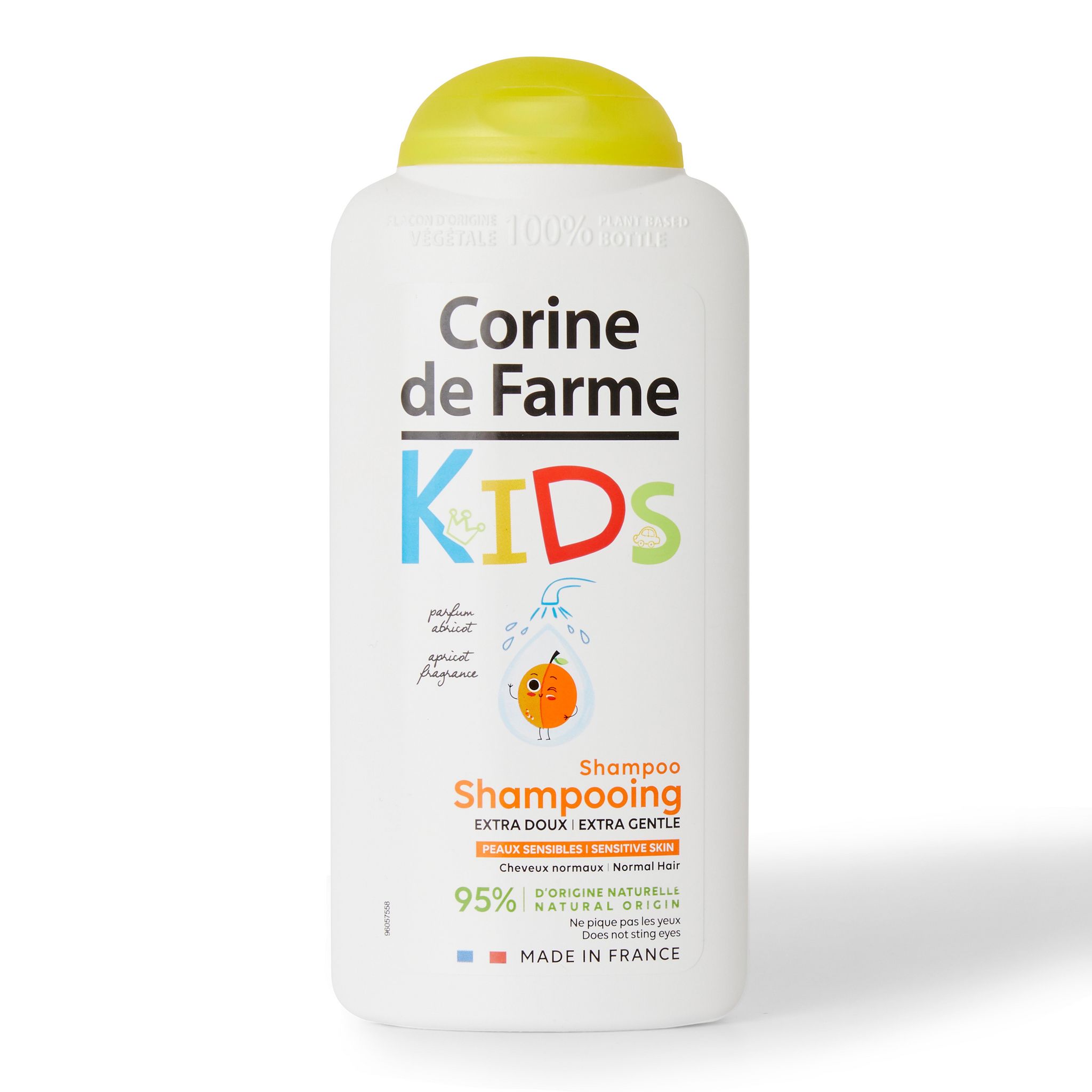 Voir la diapositive 2 : CORINE DE FARME Shampooing extra doux Kids parfum abricot pour cheveux normaux 300ml