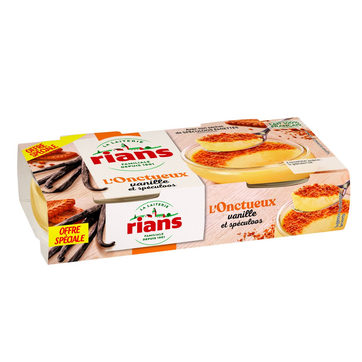 RIANS L'onctueux vanille et spéculoos 2x90g
