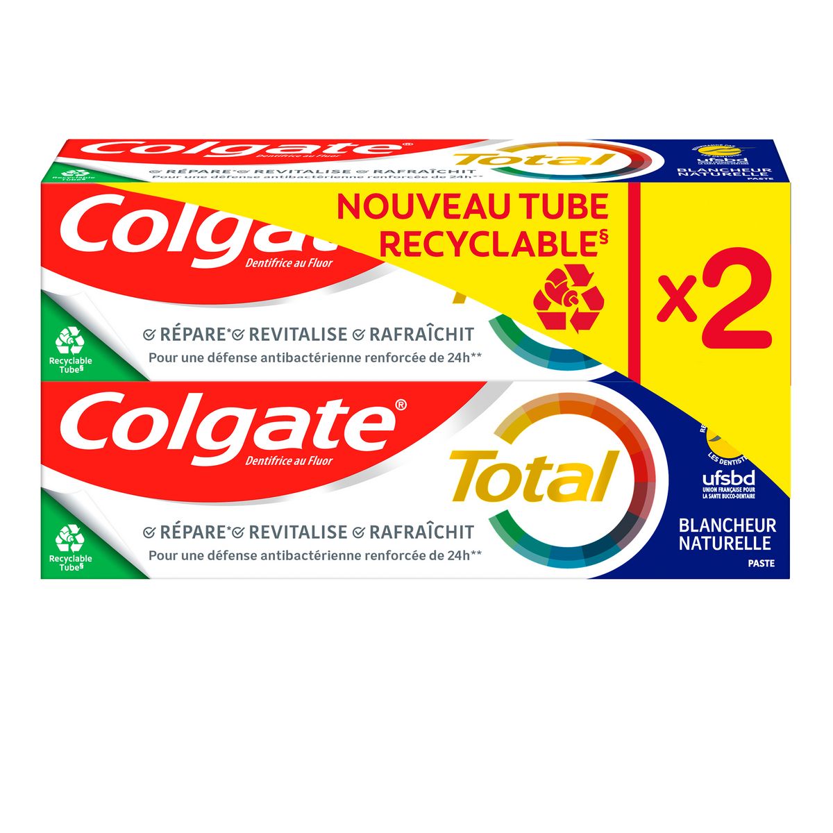 COLGATE Total Dentifrice blancheur naturelle 2x75ml