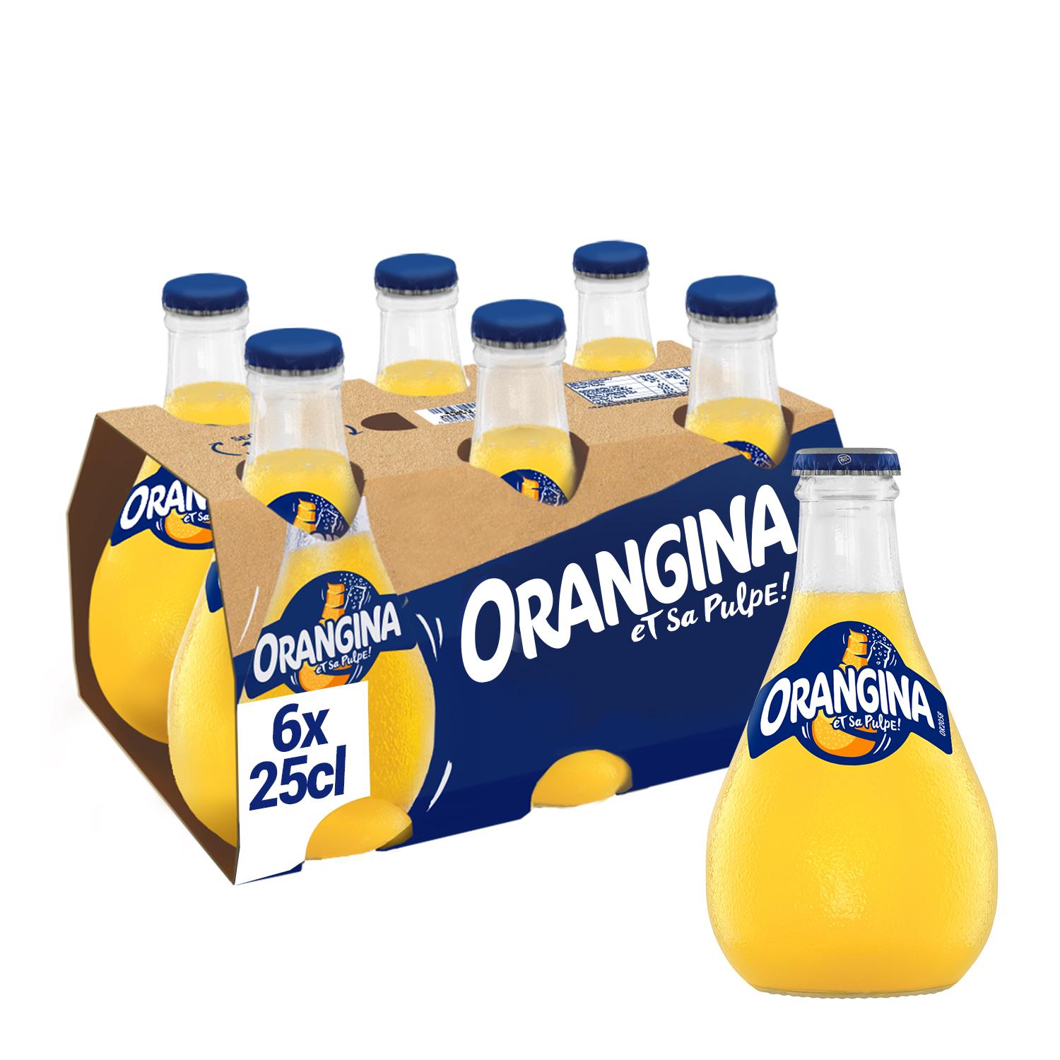 Voir la diapositive 2 : ORANGINA Boisson gazeuse à la pulpe fruit jaune bouteilles 6x25cl