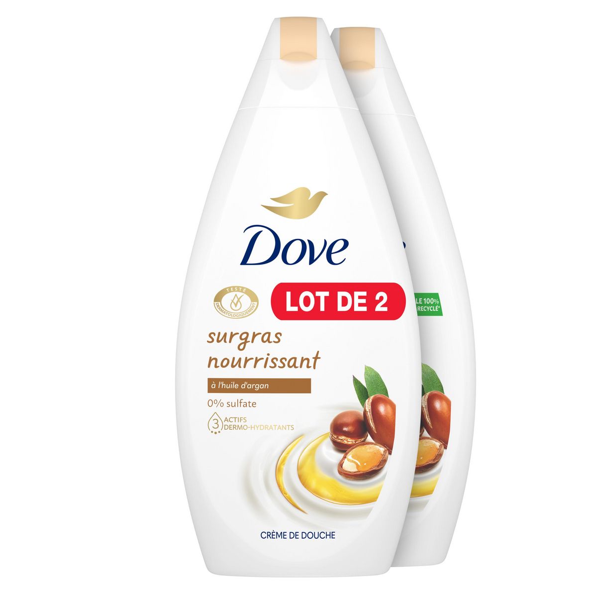 DOVE Crème de douche surgras nourrissant à l'huile d'argan 2x450ml