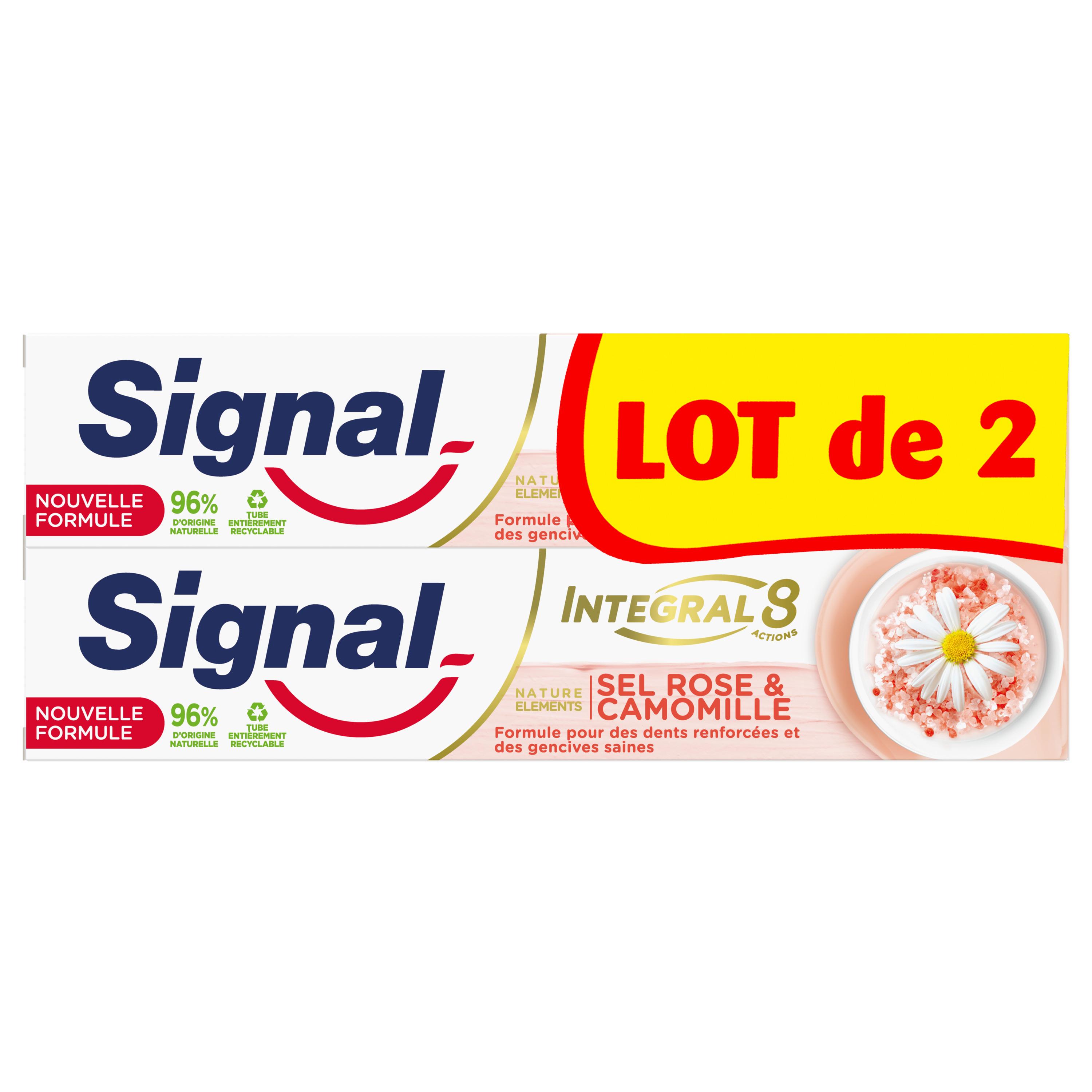 Voir la diapositive 2 : SIGNAL Integral 8 Dentifrice sel rose & camomille 2x75ml