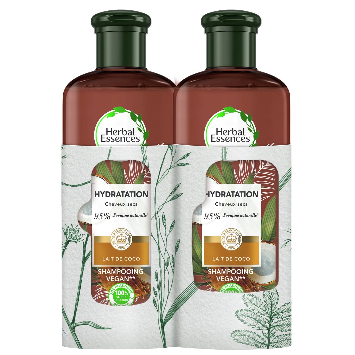HERBAL ESSENCES Shampooing hydratant pour les cheveux secs au lait de coco 2x250ml