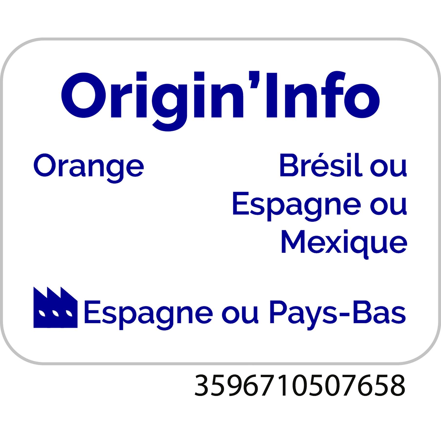 Voir la diapositive 2 : AUCHAN BIO 100% pur jus orange sans pulpe 90cl