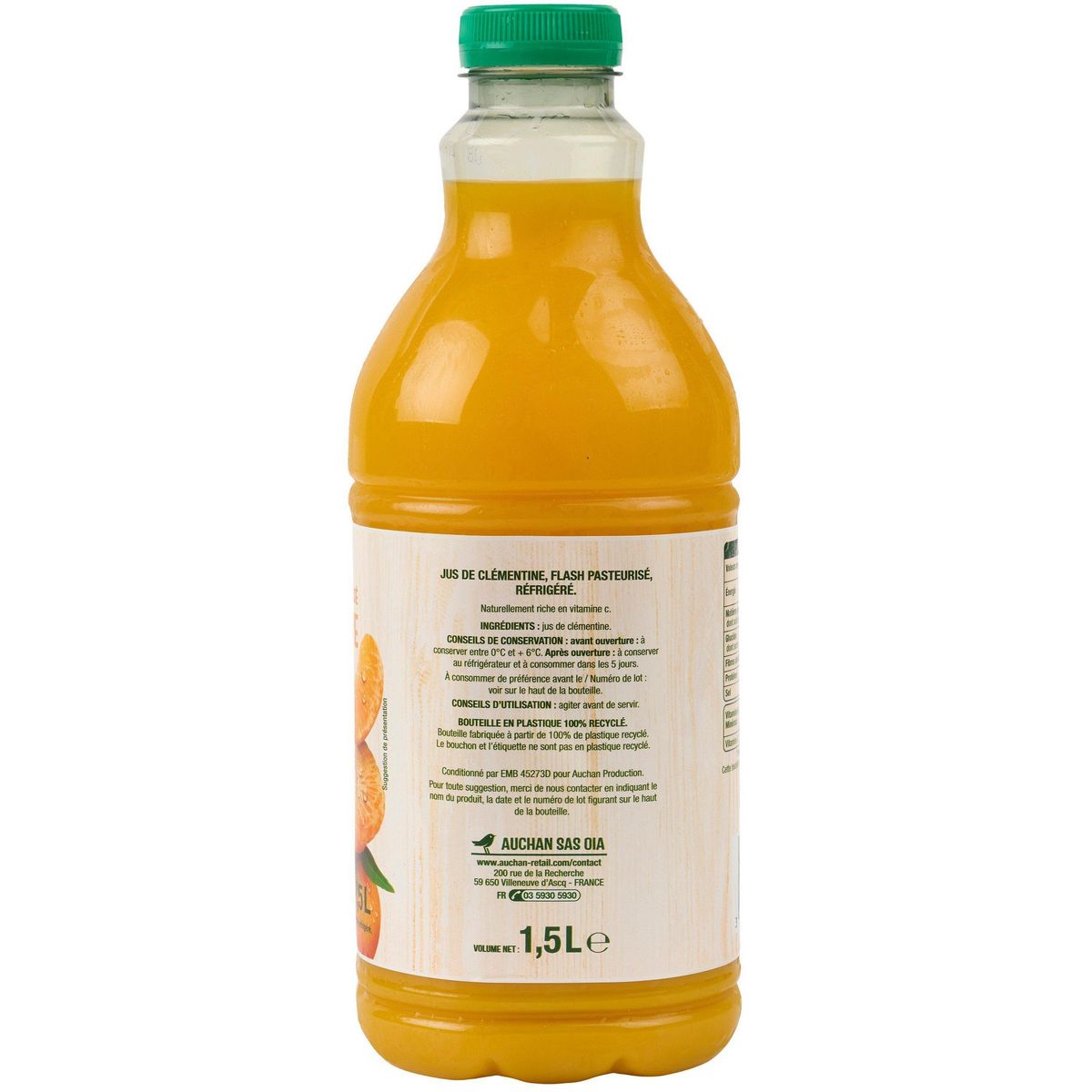 AUCHAN Pur jus de clémentine 1.5l