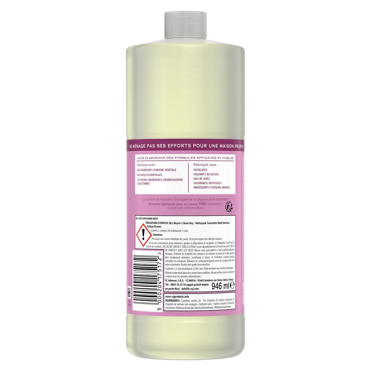 MRS MEYERS Nettoyant concentré multi-surfaces à la pivoine 946ml