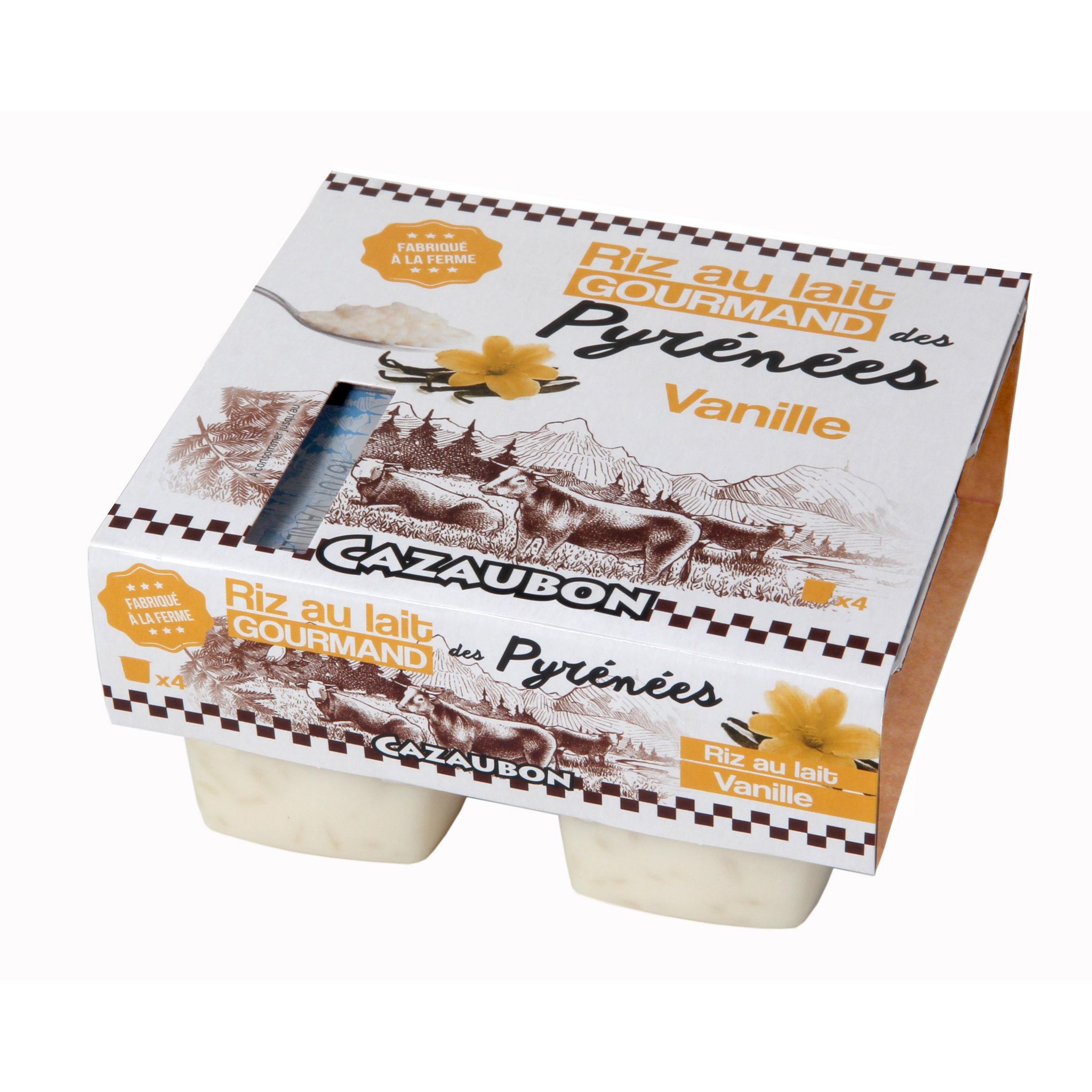 CAZAUBON Riz au lait gourmand des Pyrénées à la vanille 4x115g