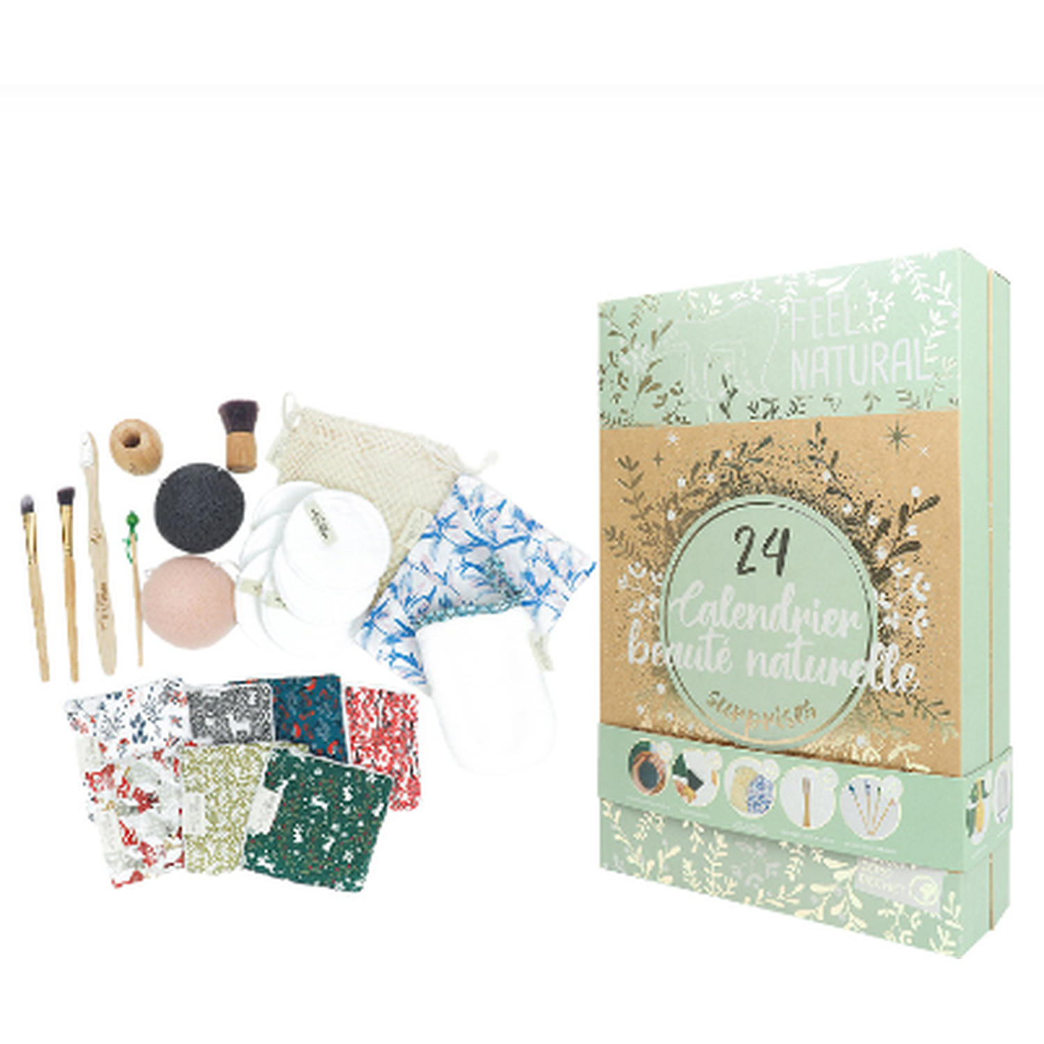 Voir la diapositive 3 : FEEL NATURAL Calendrier de l'avent beauté zéro déchet 24 pièces