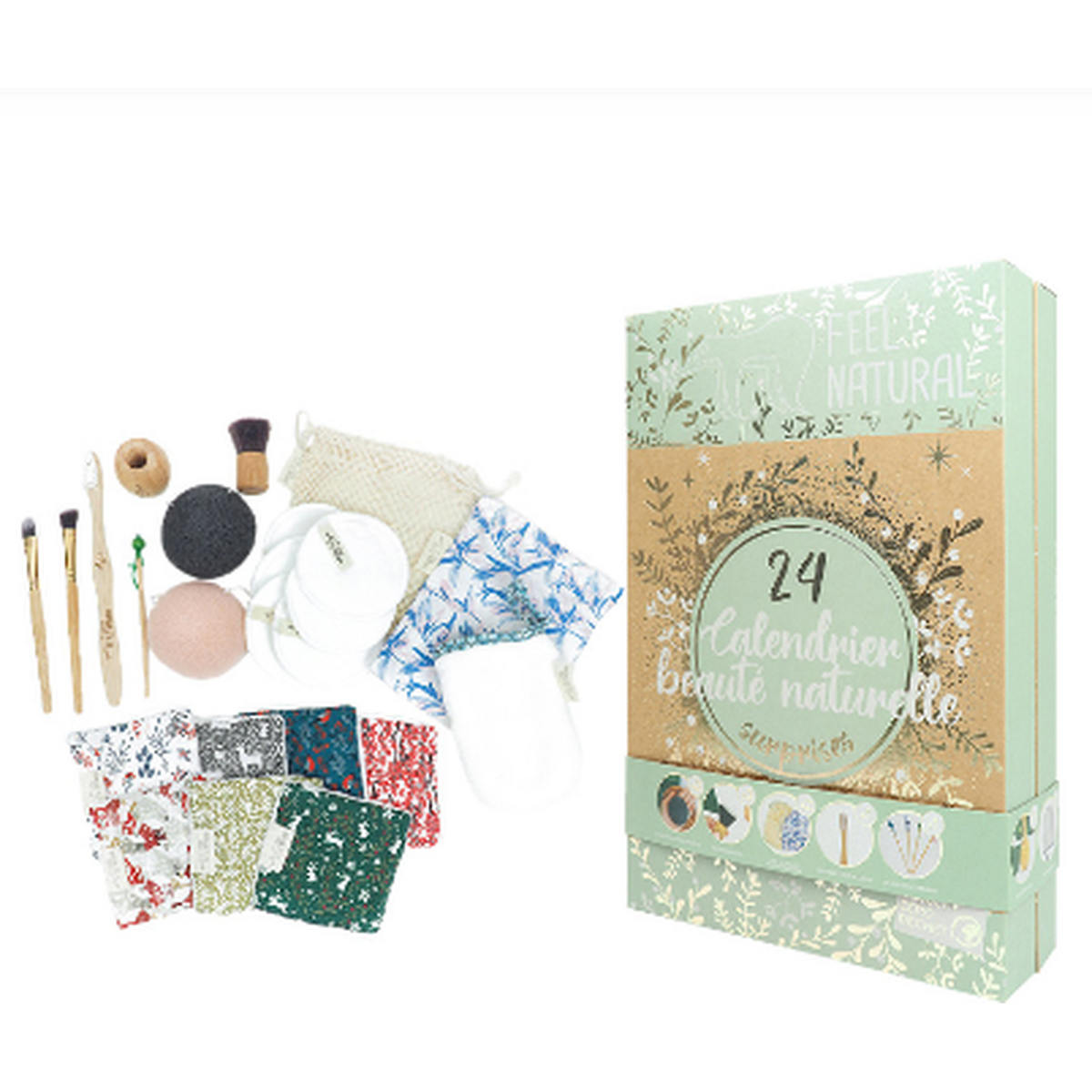 FEEL NATURAL Calendrier de l'avent beauté zéro déchet 24 pièces