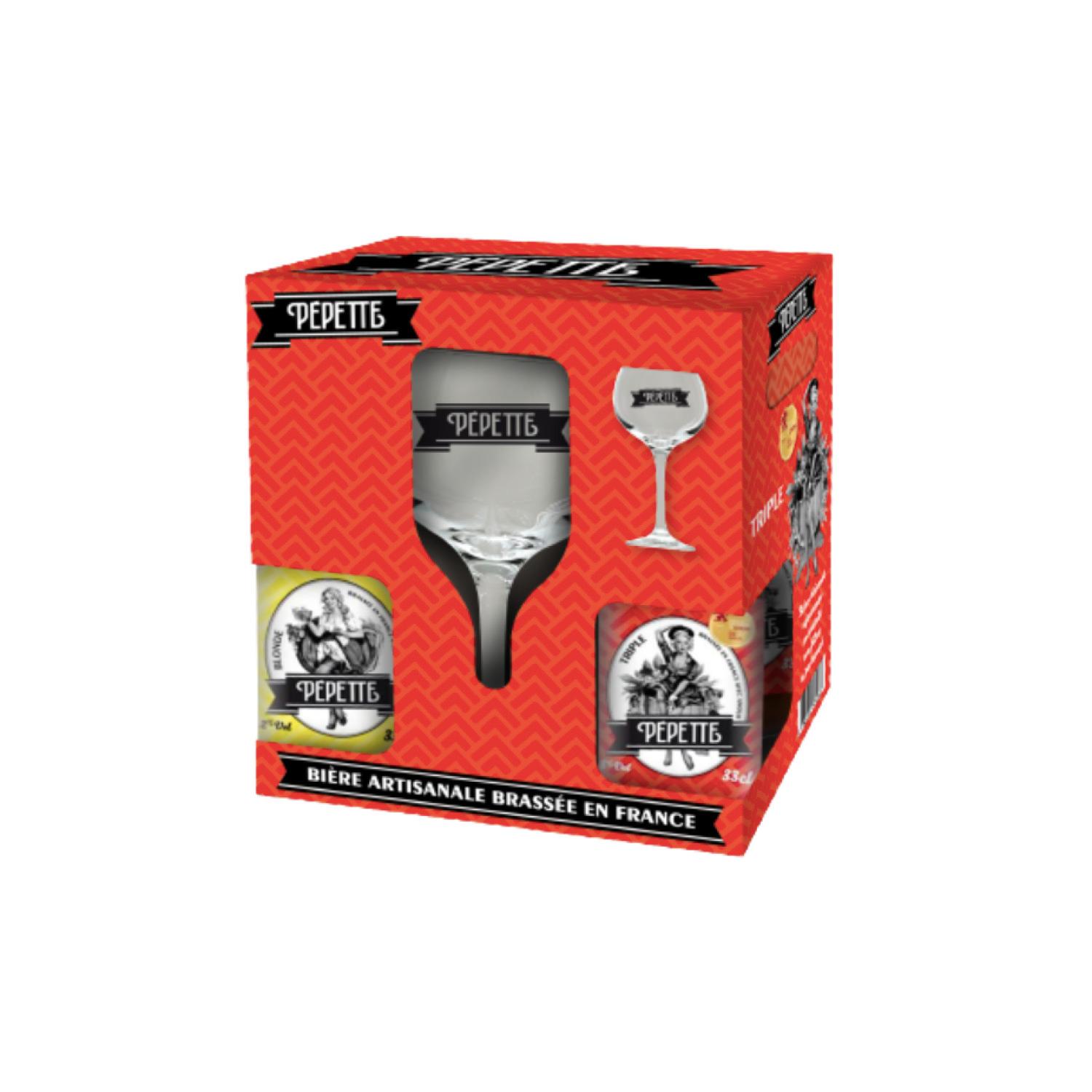 PEPETTE Coffret bière 7.1% avec 1 verre +1 verre 4x33cl